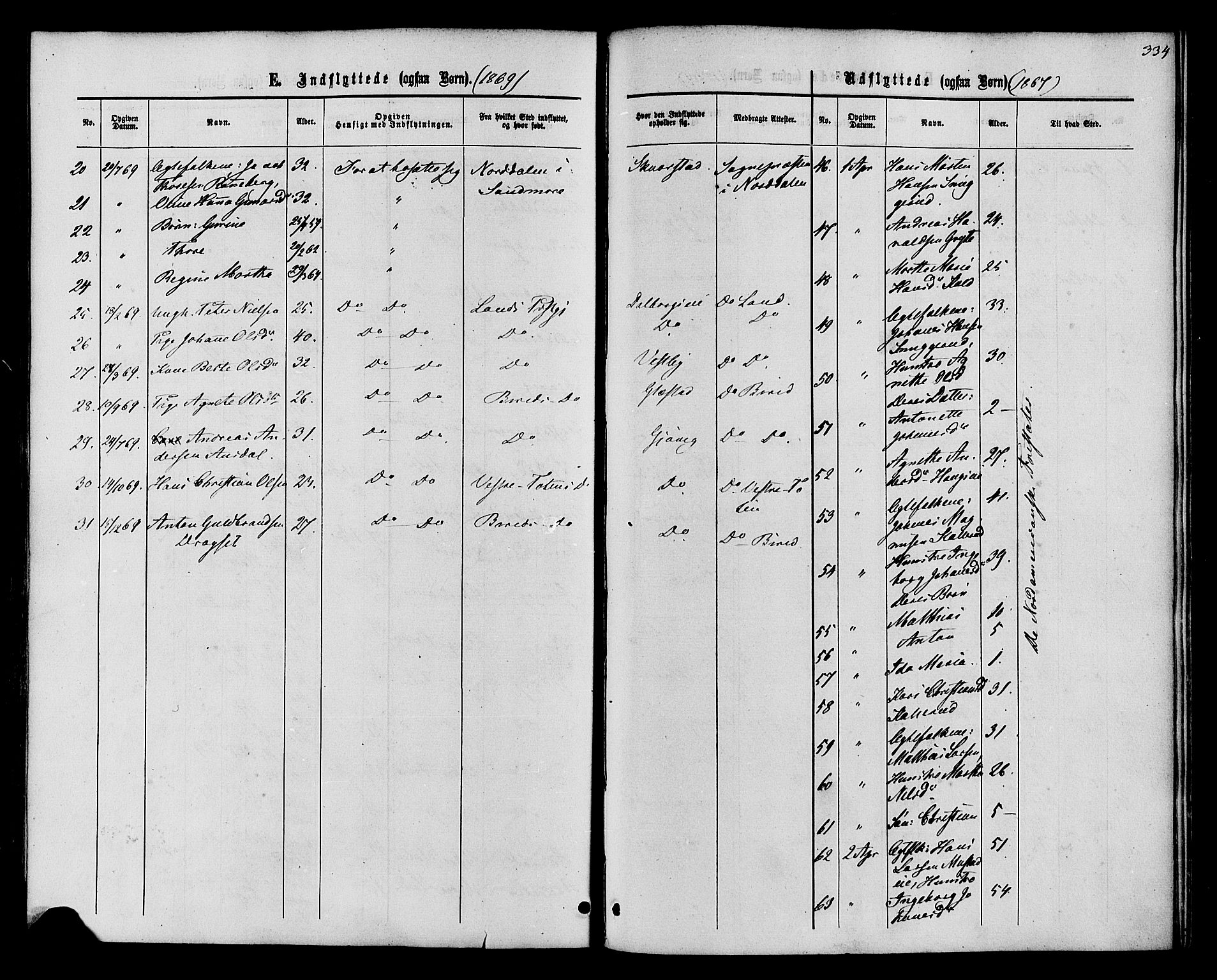 Vardal prestekontor, SAH/PREST-100/H/Ha/Haa/L0007: Parish register (official) no. 7, 1867-1878, p. 334