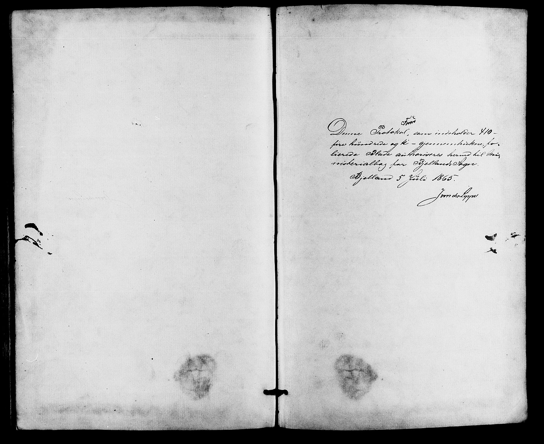 Bjelland sokneprestkontor, AV/SAK-1111-0005/F/Fa/Faa/L0003: Parish register (official) no. A 3, 1867-1887, p. 374