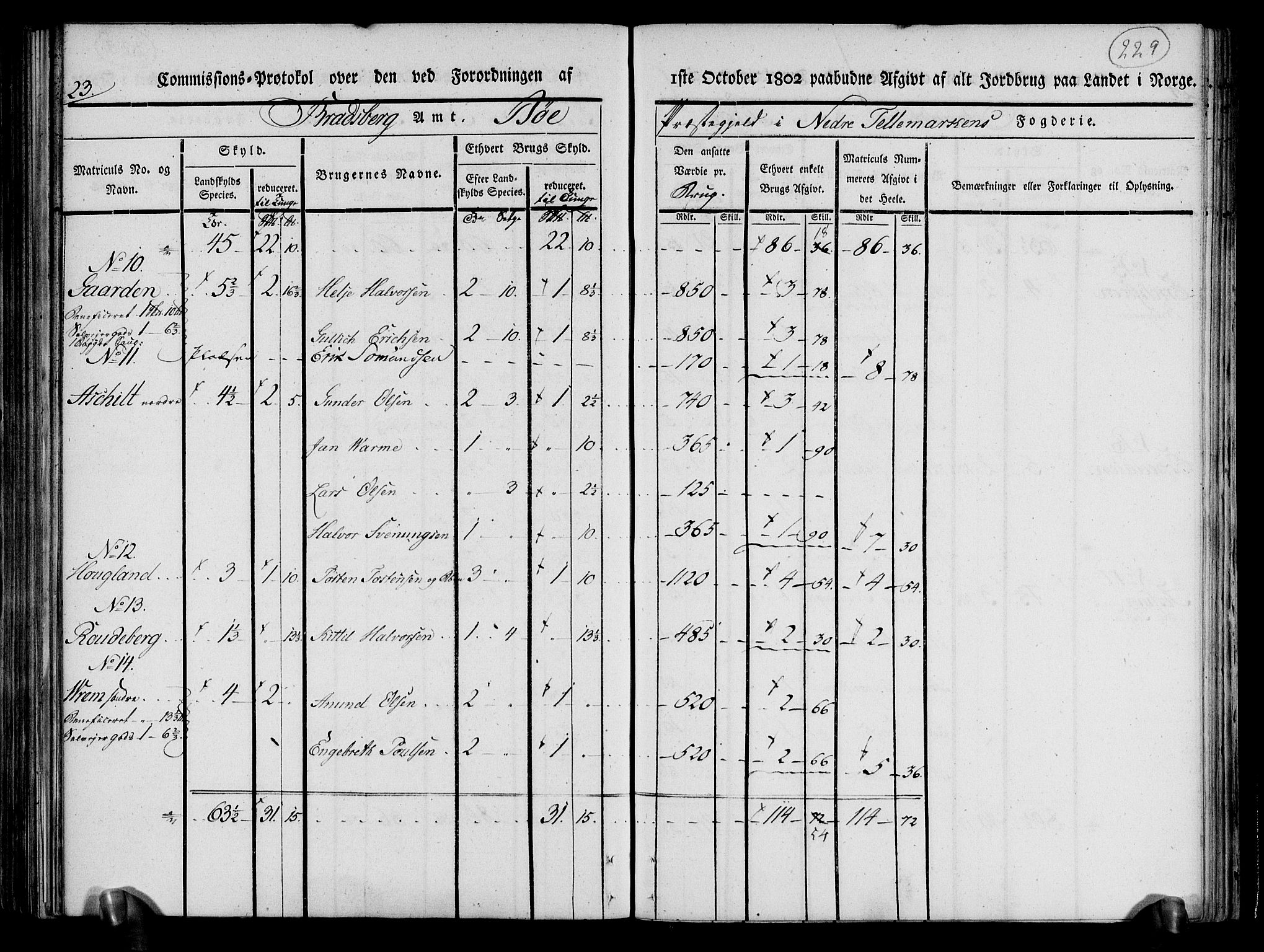 Rentekammeret inntil 1814, Realistisk ordnet avdeling, AV/RA-EA-4070/N/Ne/Nea/L0070: og 0071: Nedre Telemarken og Bamble fogderi. Kommisjonsprotokoll for Gjerpen, Solum, Holla, Bø, Sauherad og Heddal prestegjeld., 1803, p. 117