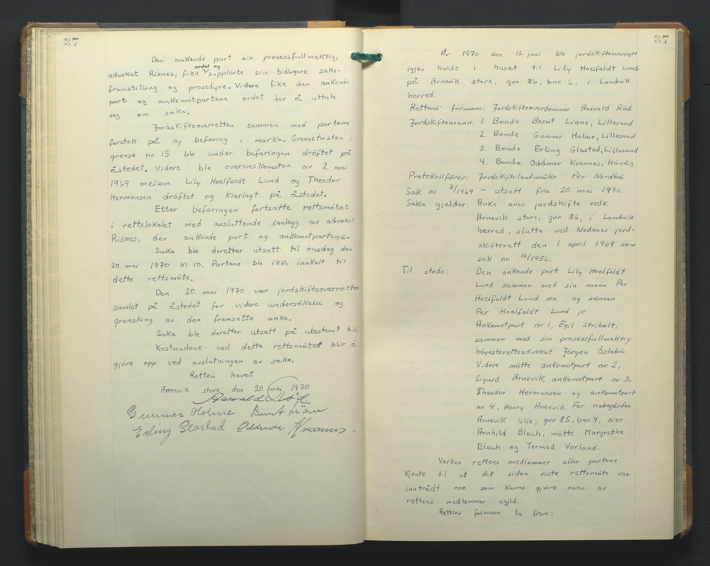 Jordskifteoverdommeren i Agder og Rogaland, AV/SAK-1541-0001/F/Fa/Faa/L0003: Overutskiftningsprotokoll Sand sorenskriveri nr 3, 1927-1974, p. 37