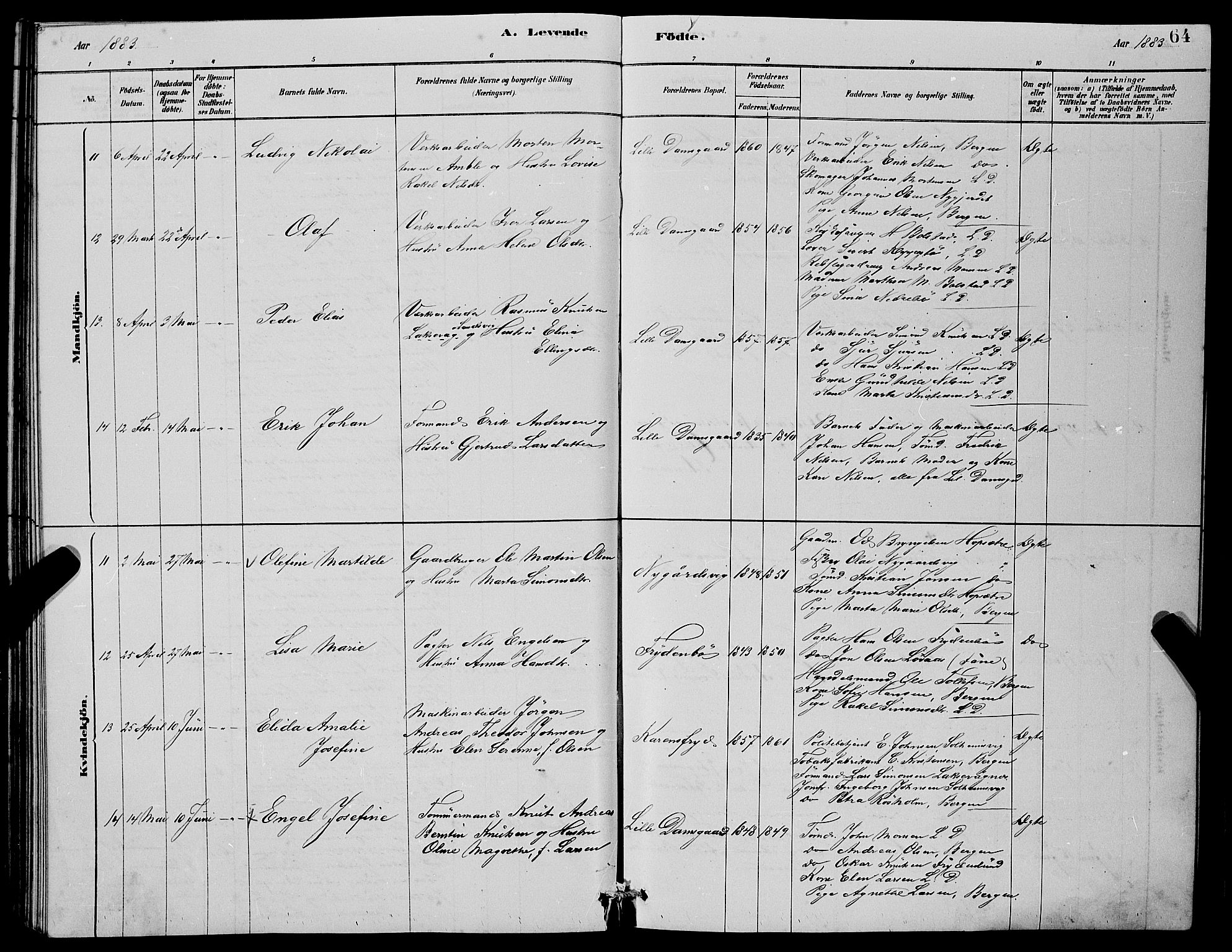 Laksevåg Sokneprestembete, AV/SAB-A-76501/H/Ha/Hab/Haba/L0002: Parish register (copy) no. A 2, 1877-1887, p. 64