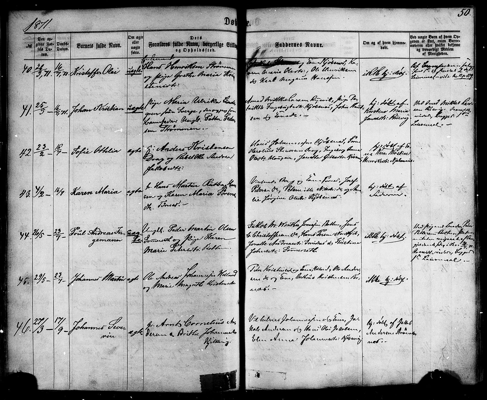 Ministerialprotokoller, klokkerbøker og fødselsregistre - Nordland, SAT/A-1459/861/L0867: Parish register (official) no. 861A02, 1864-1878, p. 50