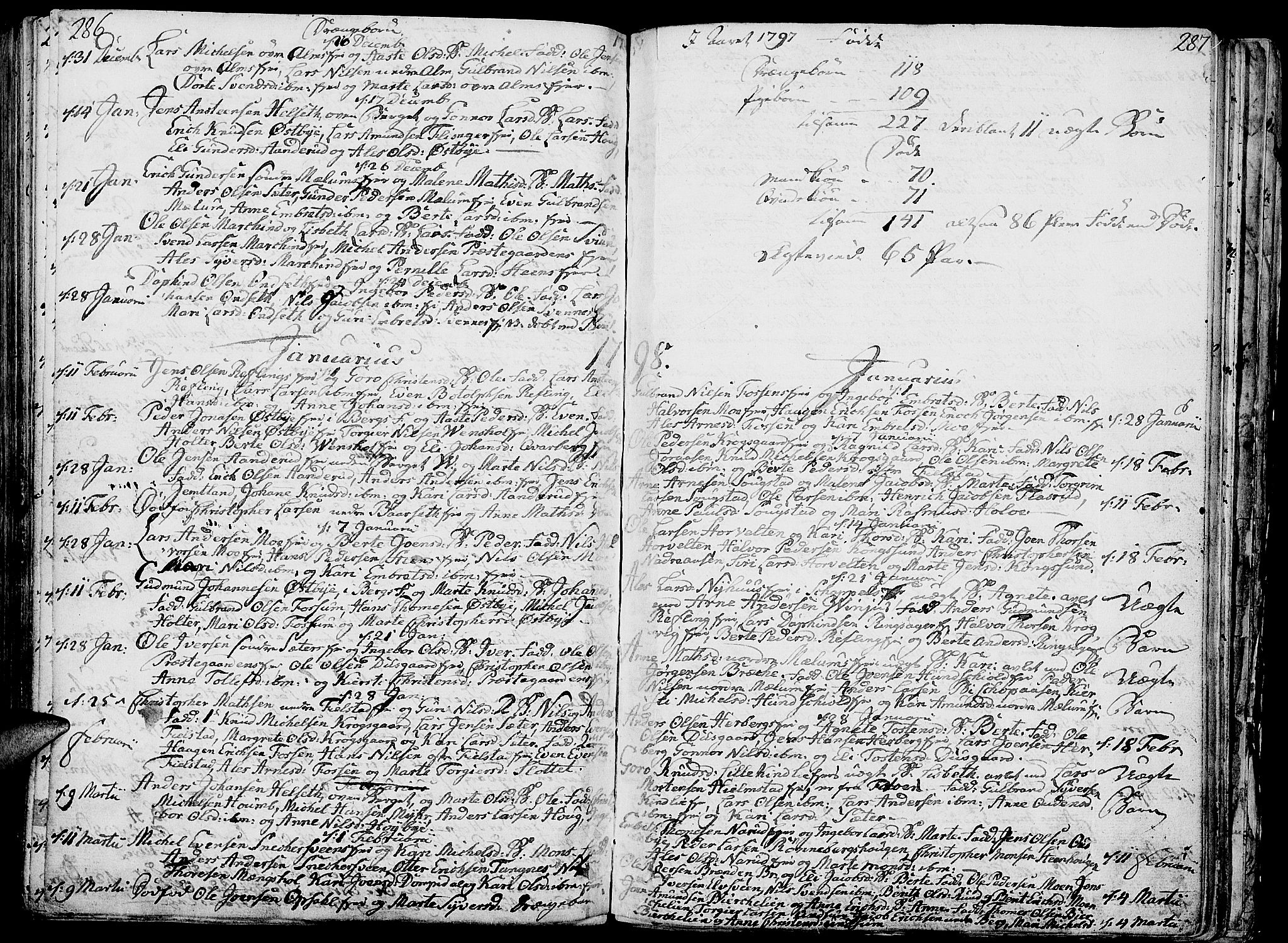 Ringsaker prestekontor, SAH/PREST-014/K/Ka/L0003: Parish register (official) no. 3, 1775-1798, p. 286-287