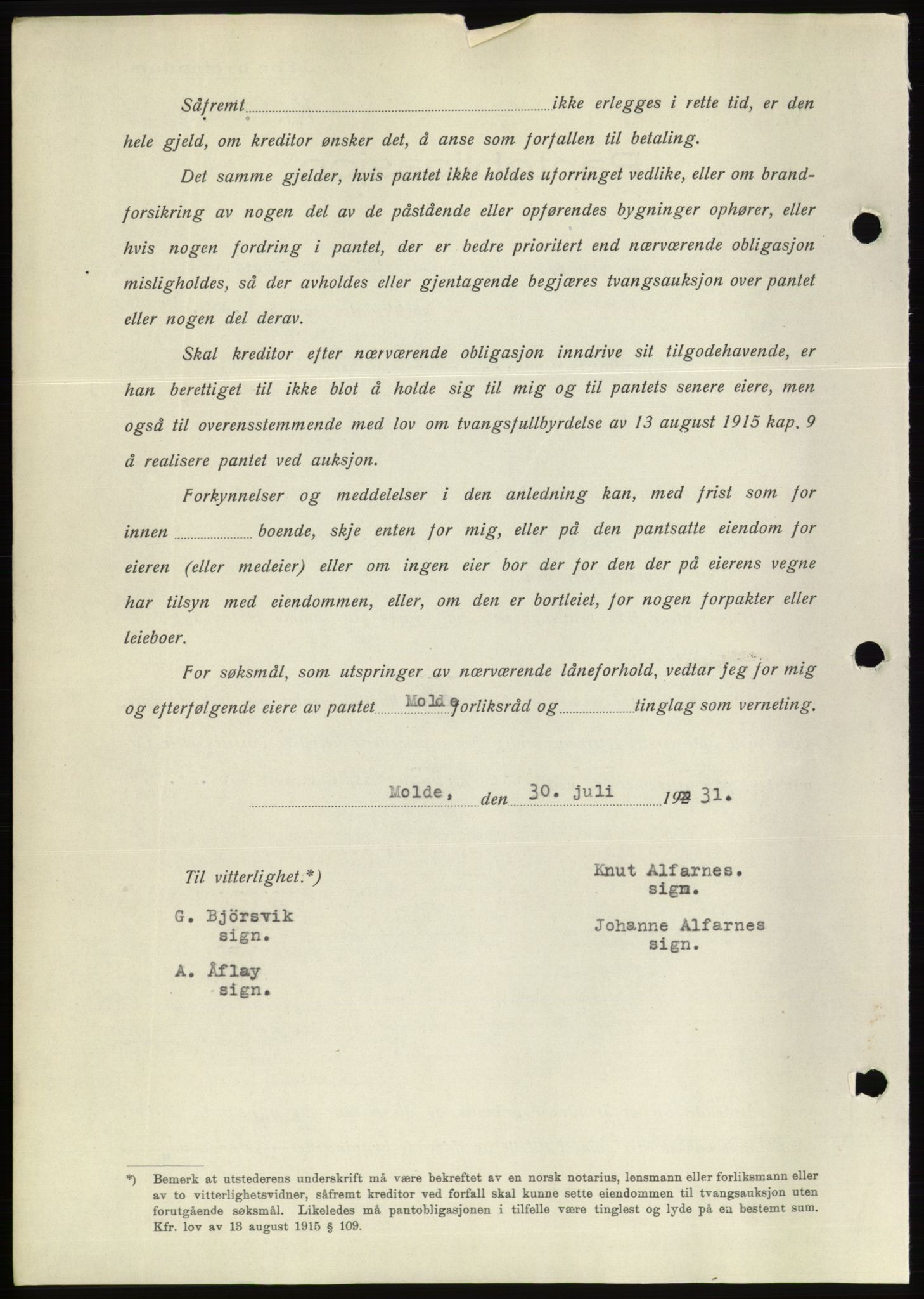 Molde byfogd, AV/SAT-A-0025/2/2C/L0011: Mortgage book no. 11, 1926-1932, Deed date: 15.08.1931