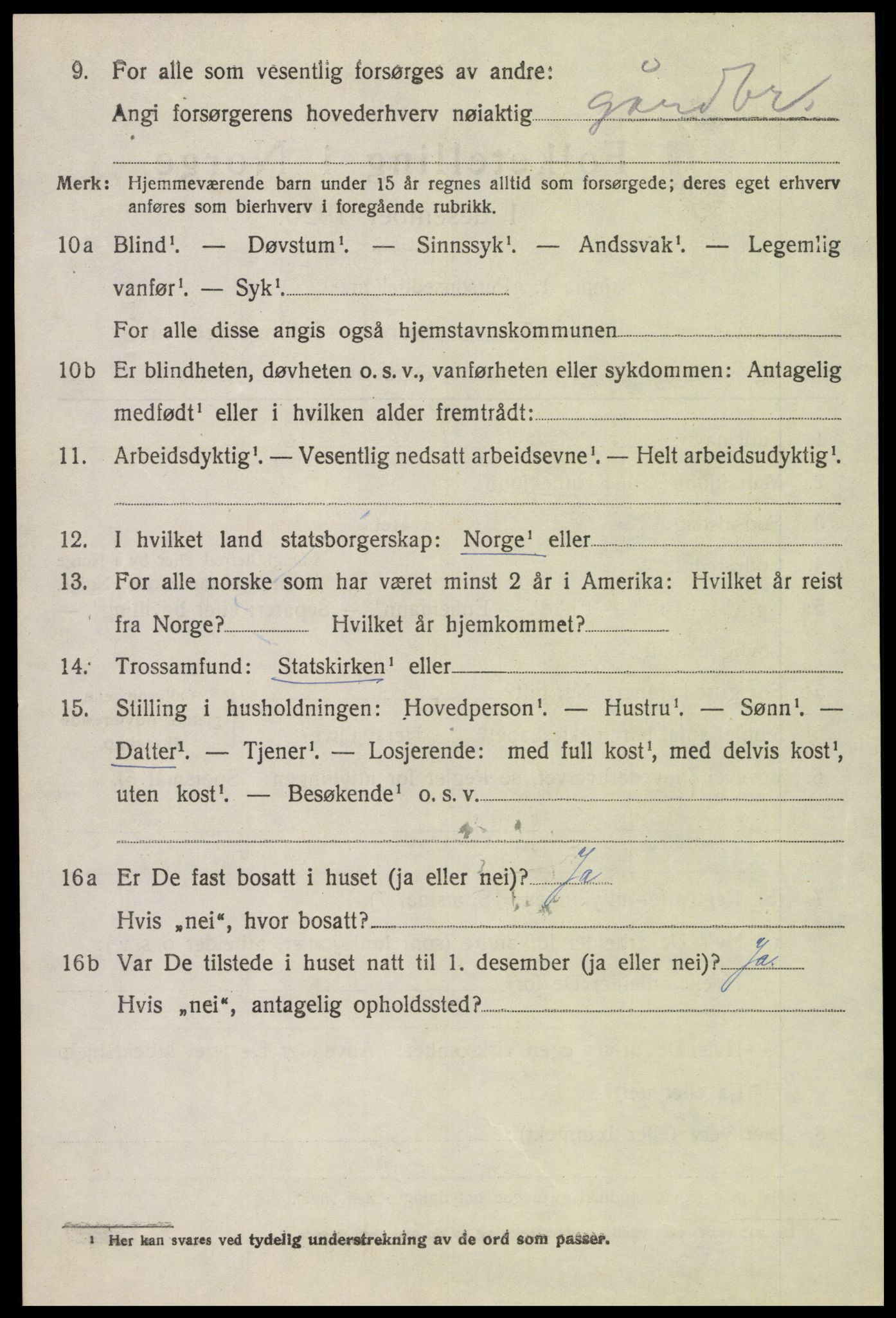 SAK, 1920 census for Gyland, 1920, p. 1789