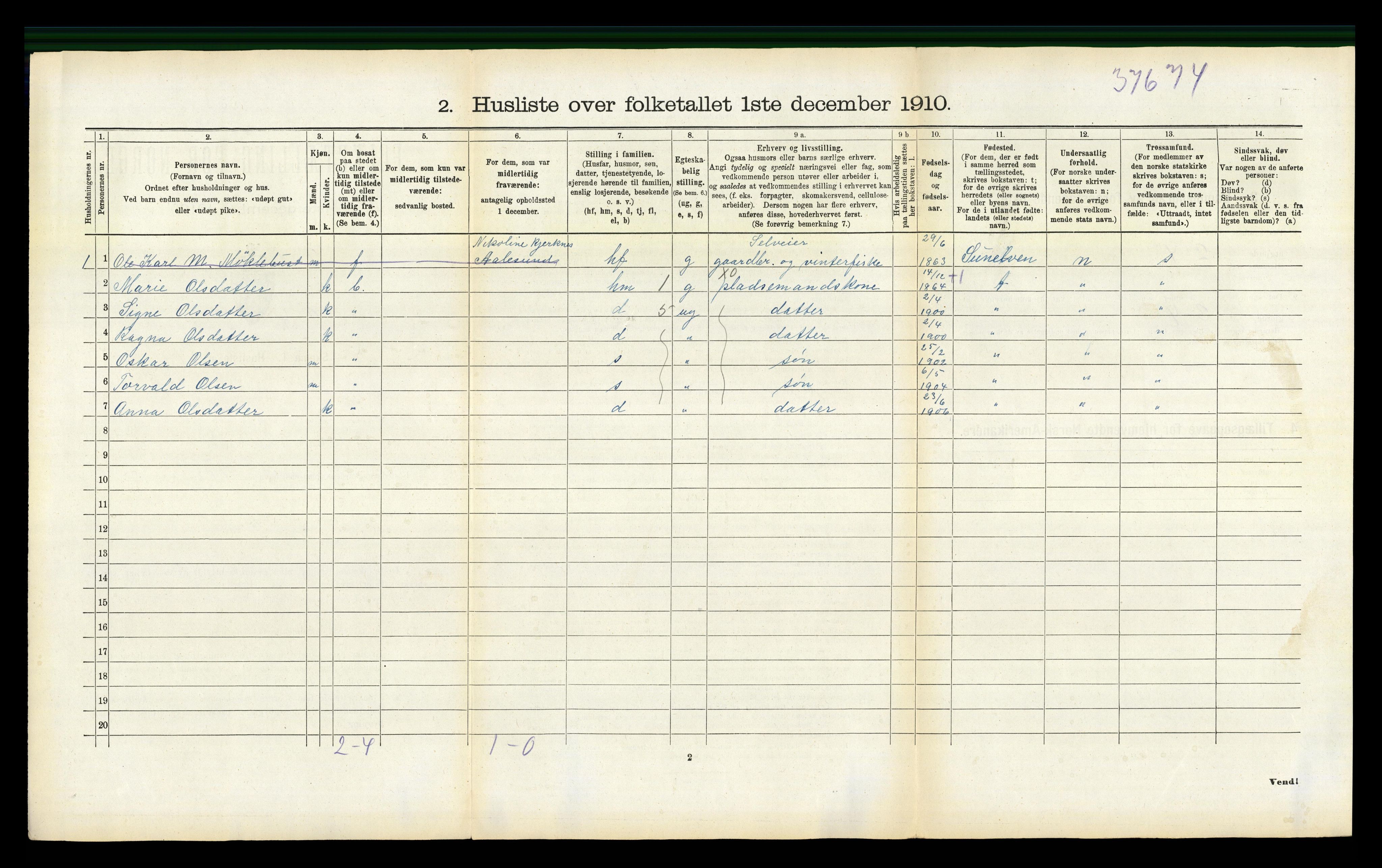 RA, 1910 census for Stranda, 1910, p. 321