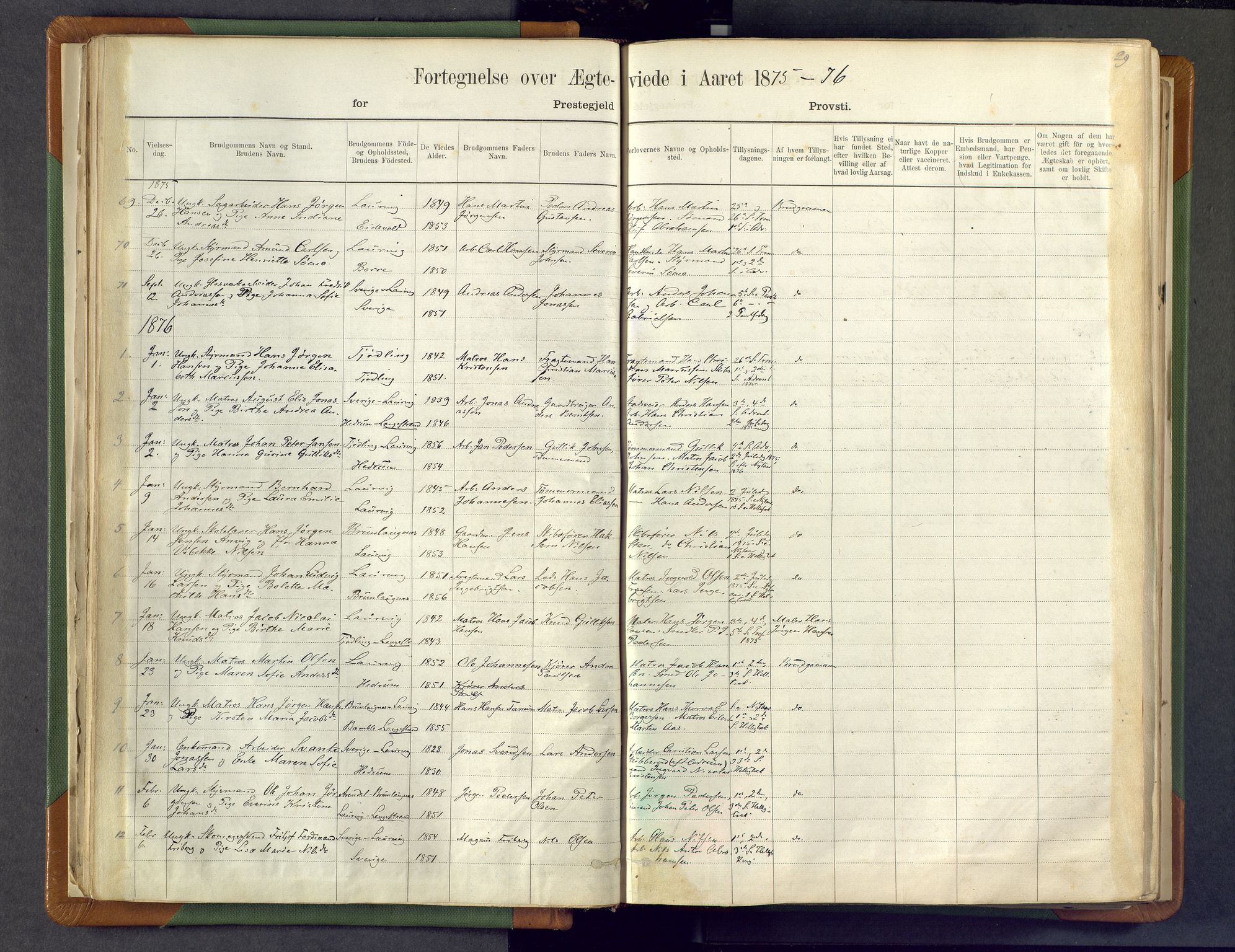 Larvik kirkebøker, SAKO/A-352/F/Fa/L0007: Parish register (official) no. I 7, 1871-1883, p. 29