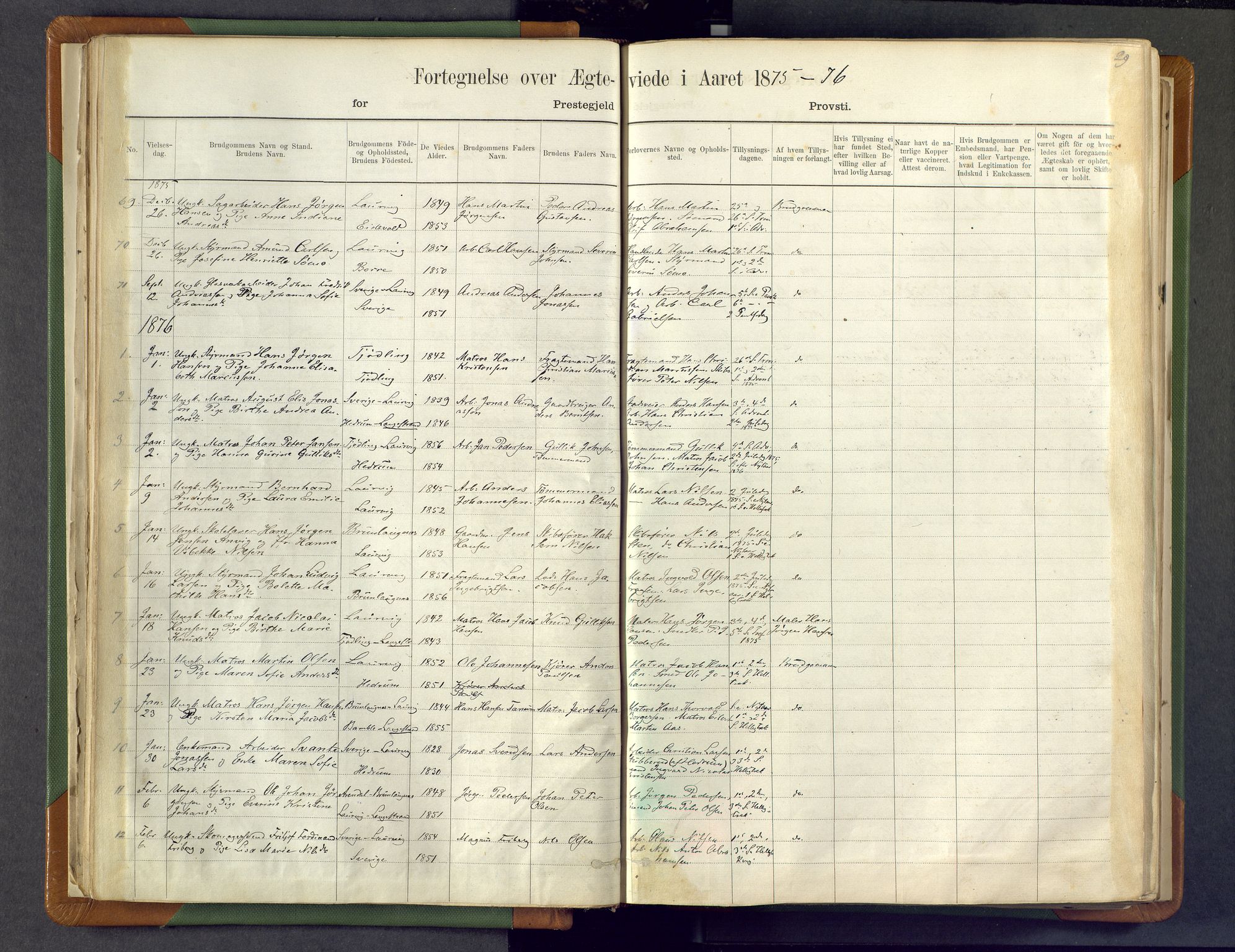 Larvik kirkebøker, AV/SAKO-A-352/F/Fa/L0007: Parish register (official) no. I 7, 1871-1883, p. 29