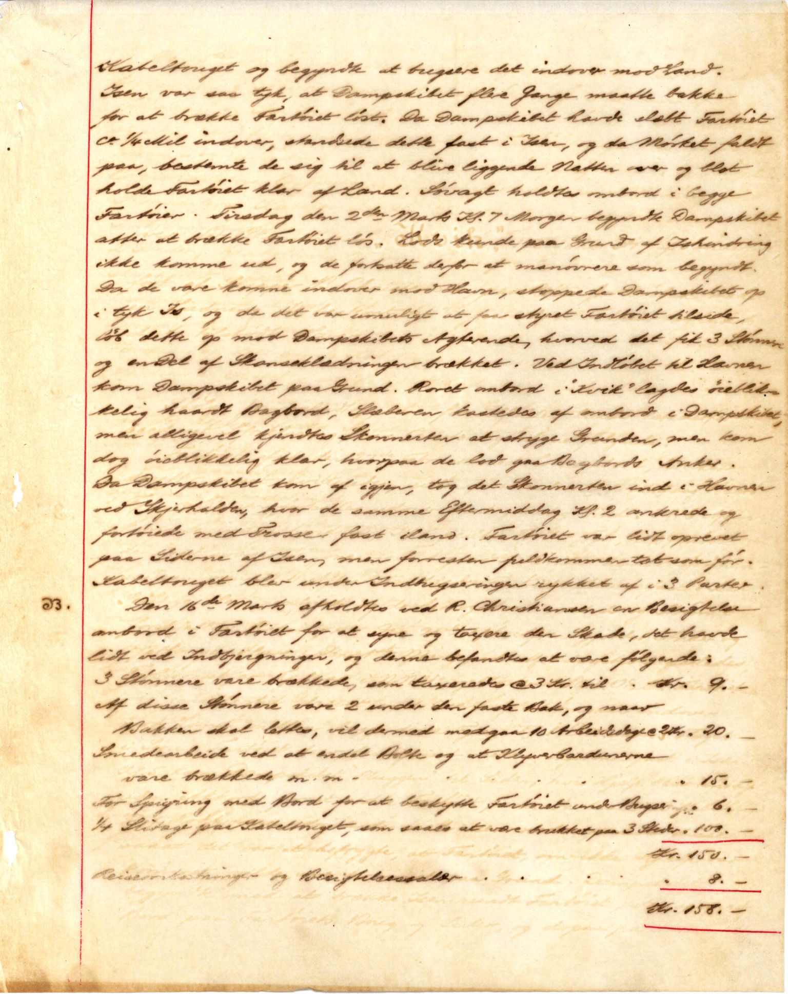 Pa 63 - Østlandske skibsassuranceforening, VEMU/A-1079/G/Ga/L0019/0007: Havaridokumenter / Flora, Foldin, Fix, Flora, Hast, Kvik, Pehr, 1886-1887, p. 33