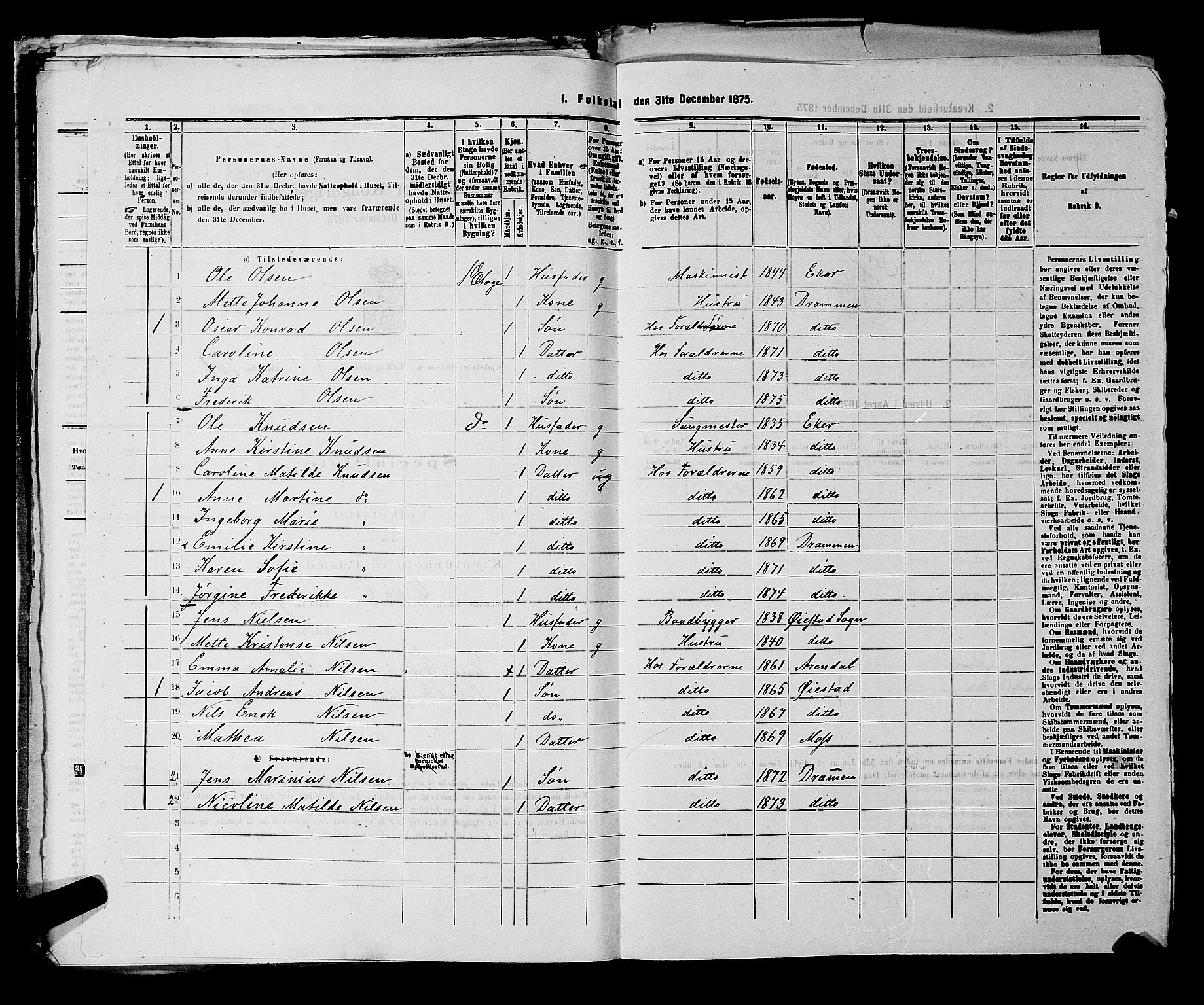 SAKO, 1875 census for 0602 Drammen, 1875, p. 1921