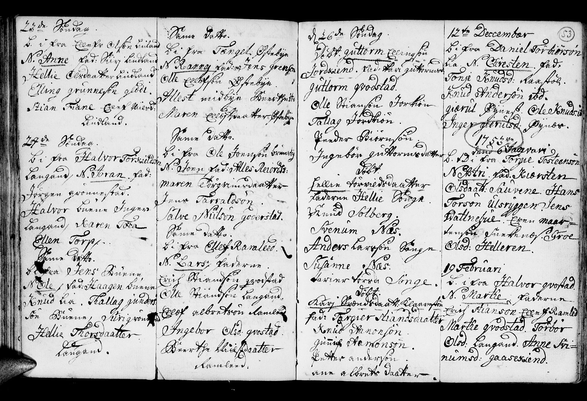 Holt sokneprestkontor, SAK/1111-0021/F/Fb/L0005: Parish register (copy) no. B 5, 1746-1764, p. 53