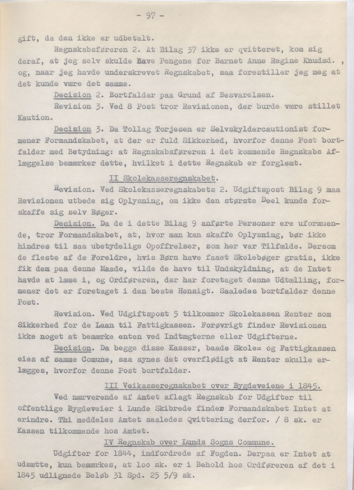 Lund kommune - Formannskapet/Formannskapskontoret, IKAR/K-101761/A/Aa/Aaa/L0002: Forhandlingsprotokoll, 1837-1865, p. 97