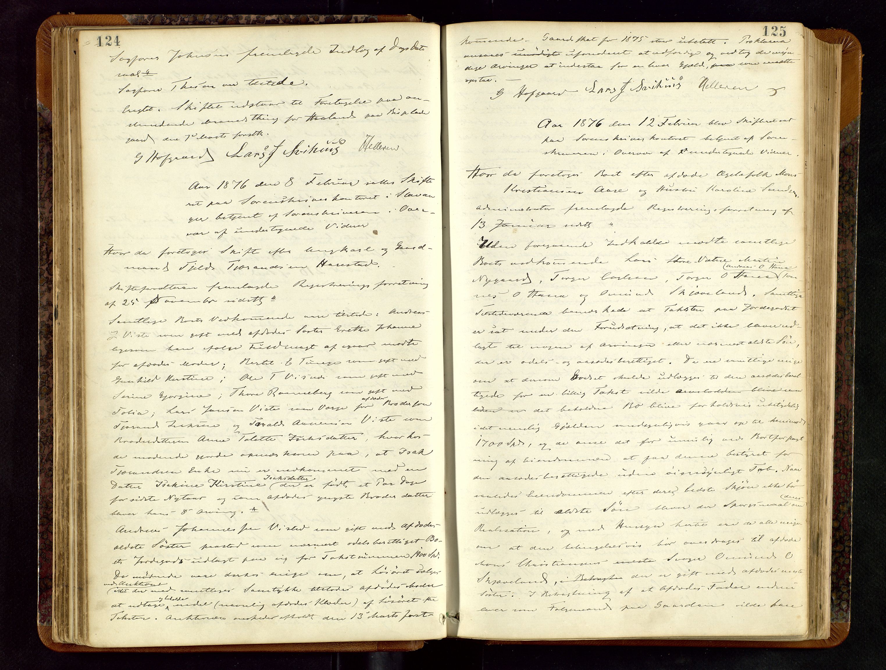 Jæren sorenskriveri, AV/SAST-A-100310/01/5/50/50BA/L0002: SKIFTEFORHANDLINGSPROTOKOLL, 1873-1883, p. 124-125