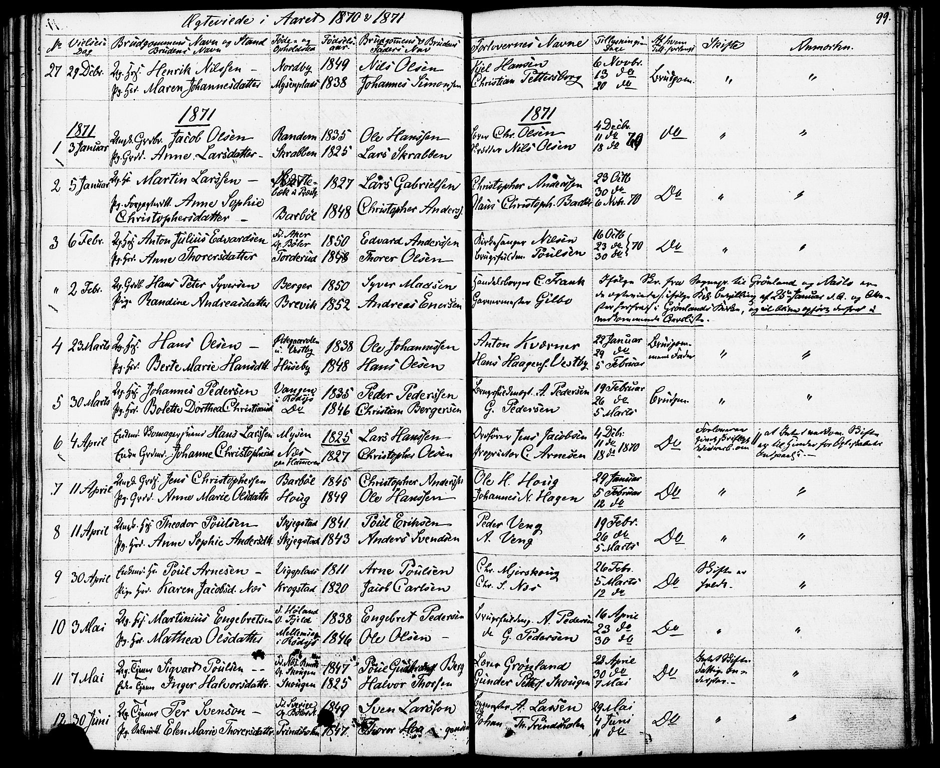 Enebakk prestekontor Kirkebøker, SAO/A-10171c/F/Fa/L0012: Parish register (official) no. I 12, 1832-1882, p. 99