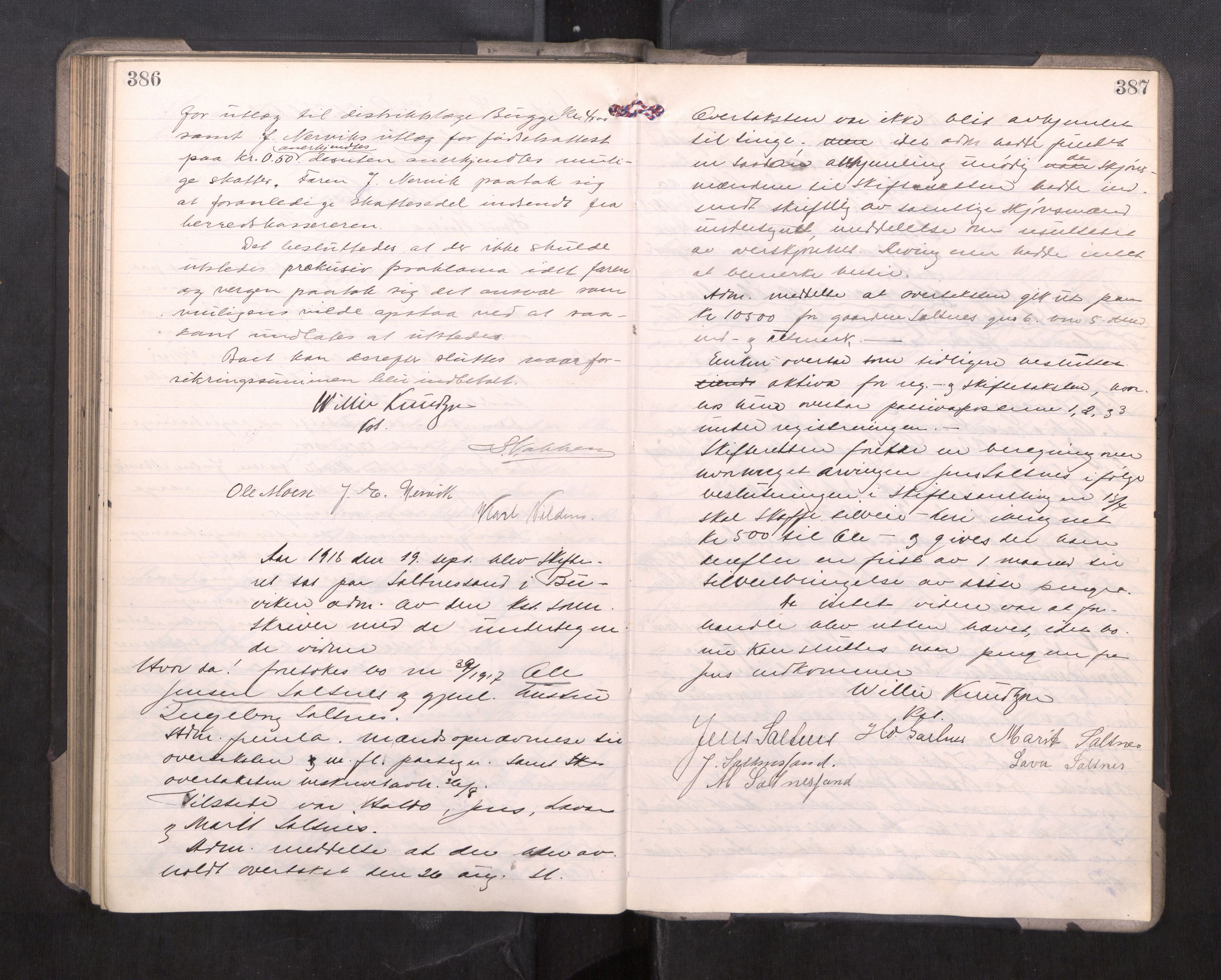 Strinda og Selbu sorenskriveri, AV/SAT-A-0015/3/3B/L0012: Skifteforhandlingsprot. 12, 1915-1919, p. 386-387