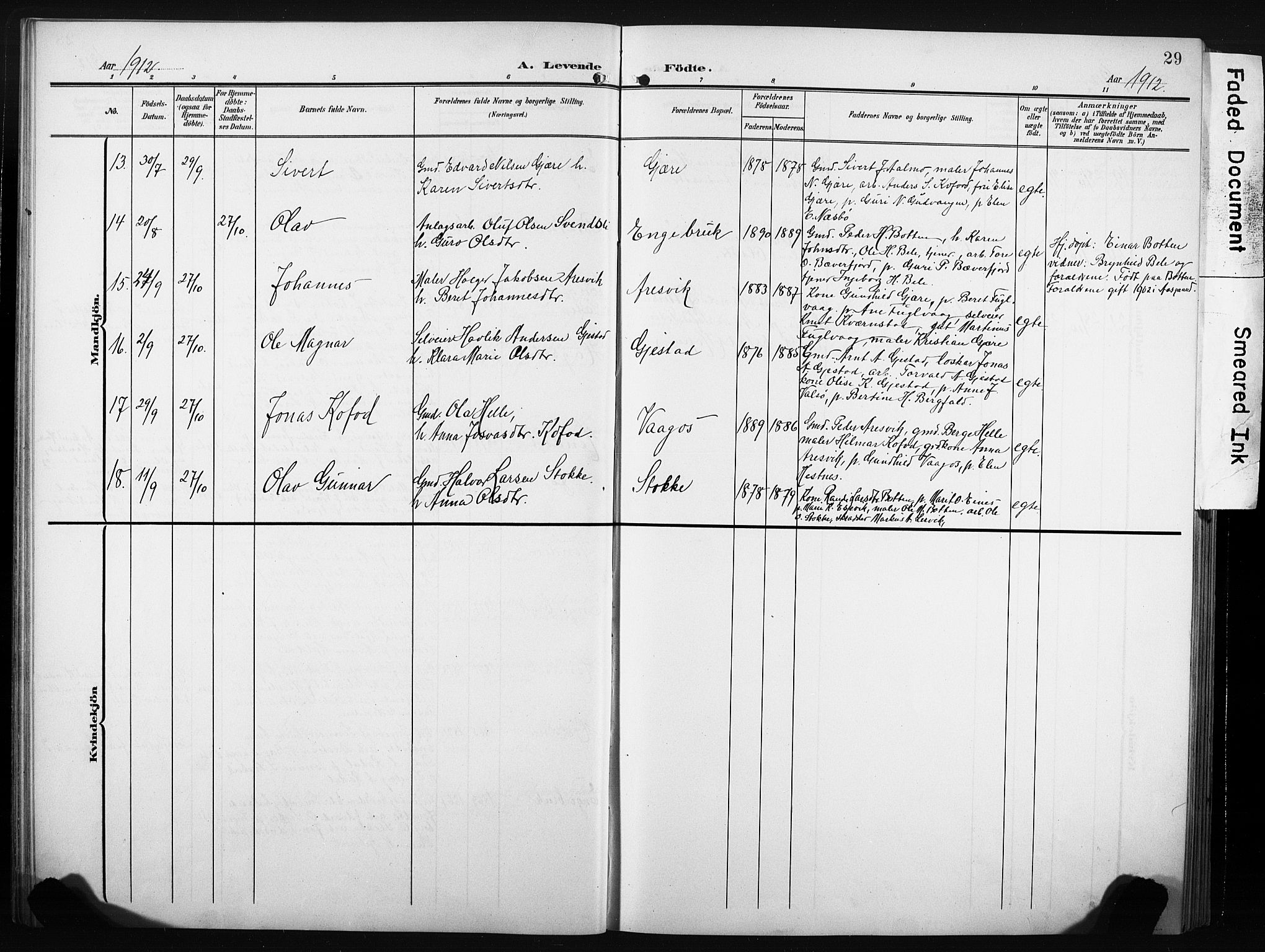 Ministerialprotokoller, klokkerbøker og fødselsregistre - Møre og Romsdal, AV/SAT-A-1454/580/L0927: Parish register (copy) no. 580C02, 1904-1932, p. 29