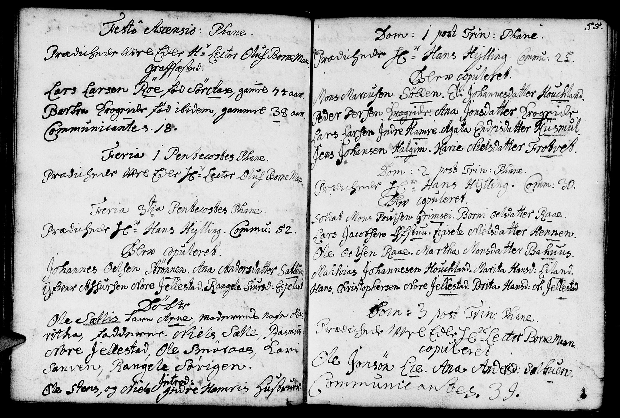 Fana Sokneprestembete, AV/SAB-A-75101/H/Haa/Haaa/L0002: Parish register (official) no. A 2, 1719-1735, p. 55