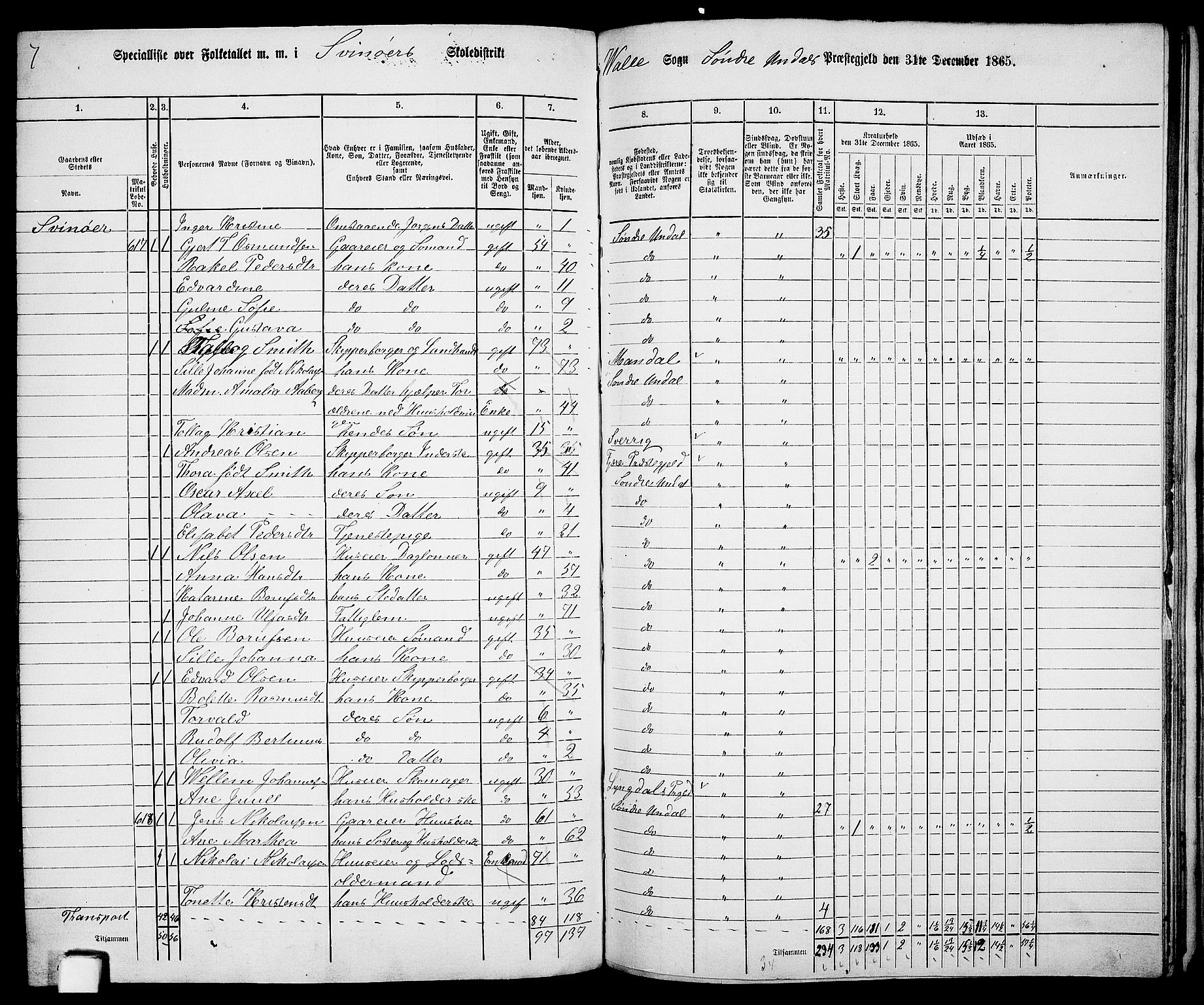 RA, 1865 census for Sør-Audnedal, 1865, p. 132