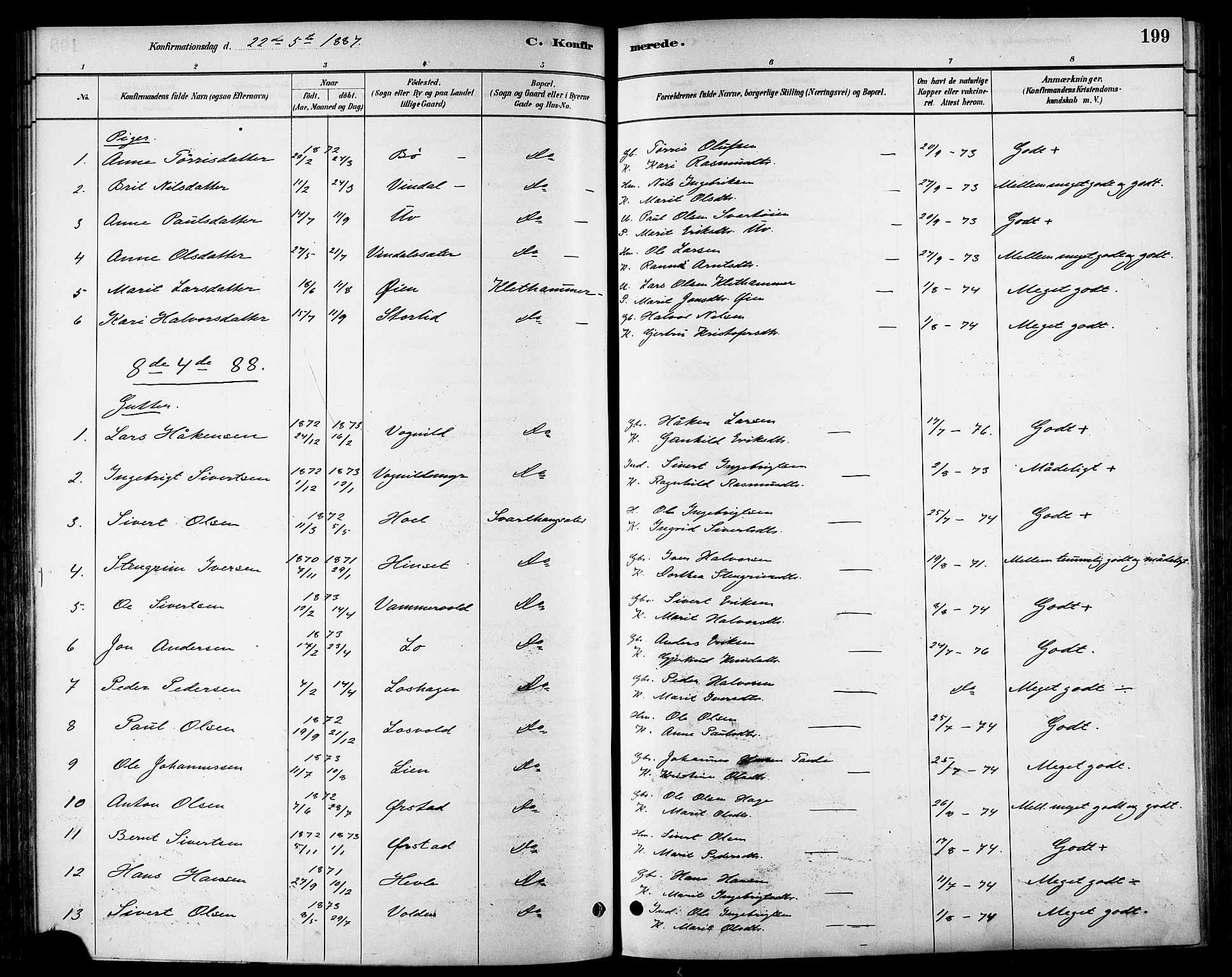 Ministerialprotokoller, klokkerbøker og fødselsregistre - Sør-Trøndelag, SAT/A-1456/678/L0901: Parish register (official) no. 678A10, 1881-1894, p. 199