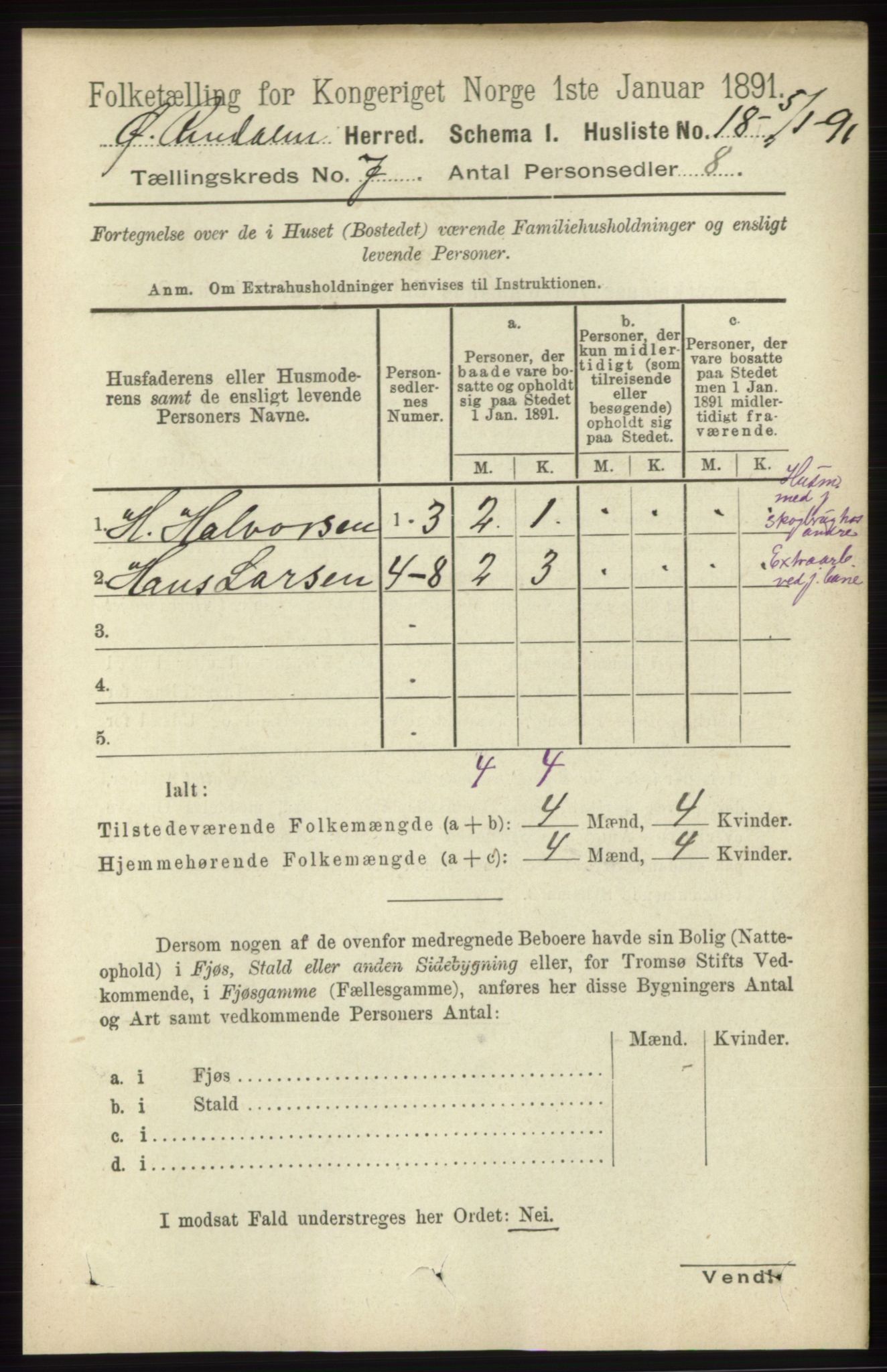 RA, 1891 census for 0433 Øvre Rendal, 1891, p. 1802