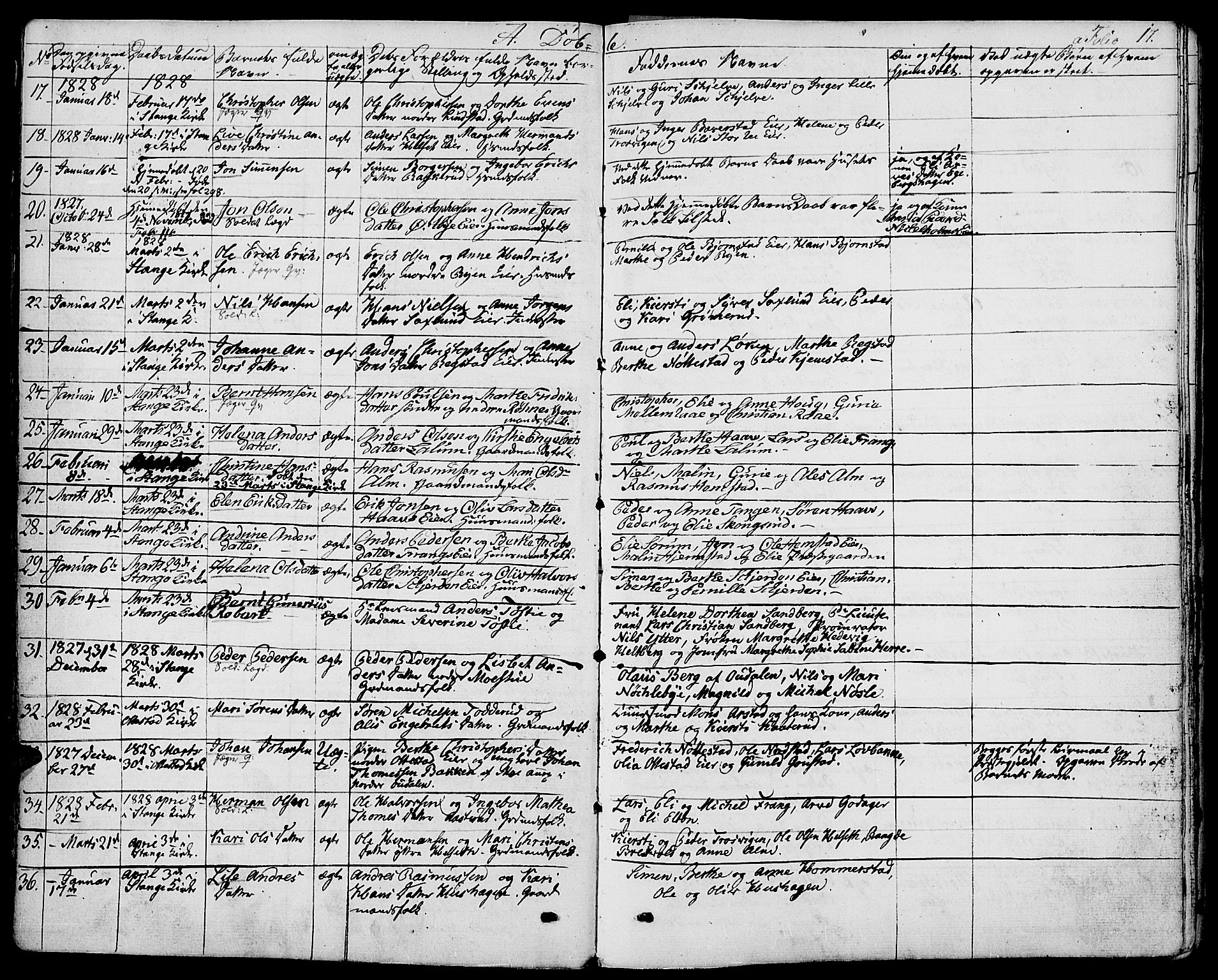 Stange prestekontor, AV/SAH-PREST-002/K/L0009: Parish register (official) no. 9, 1826-1835, p. 17