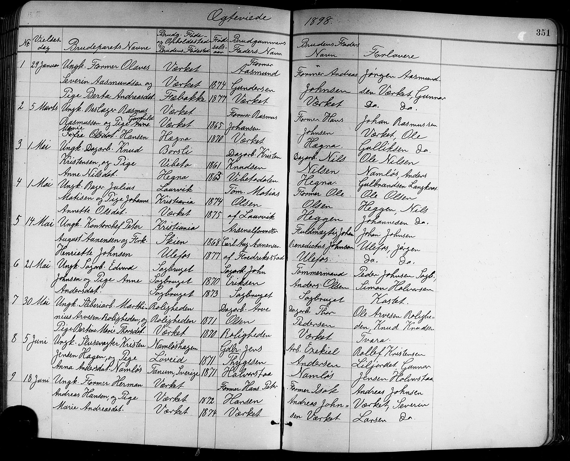 Holla kirkebøker, SAKO/A-272/G/Ga/L0005: Parish register (copy) no. I 5, 1891-1917, p. 351