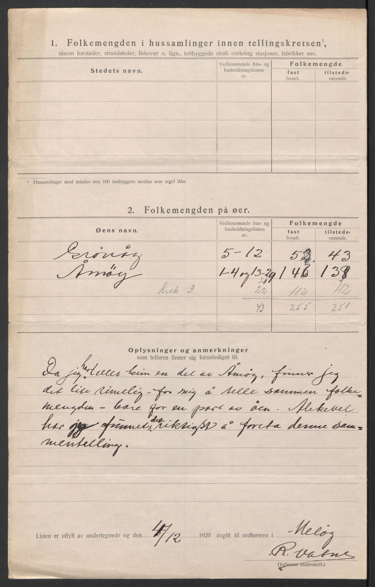 SAT, 1920 census for Meløy, 1920, p. 11