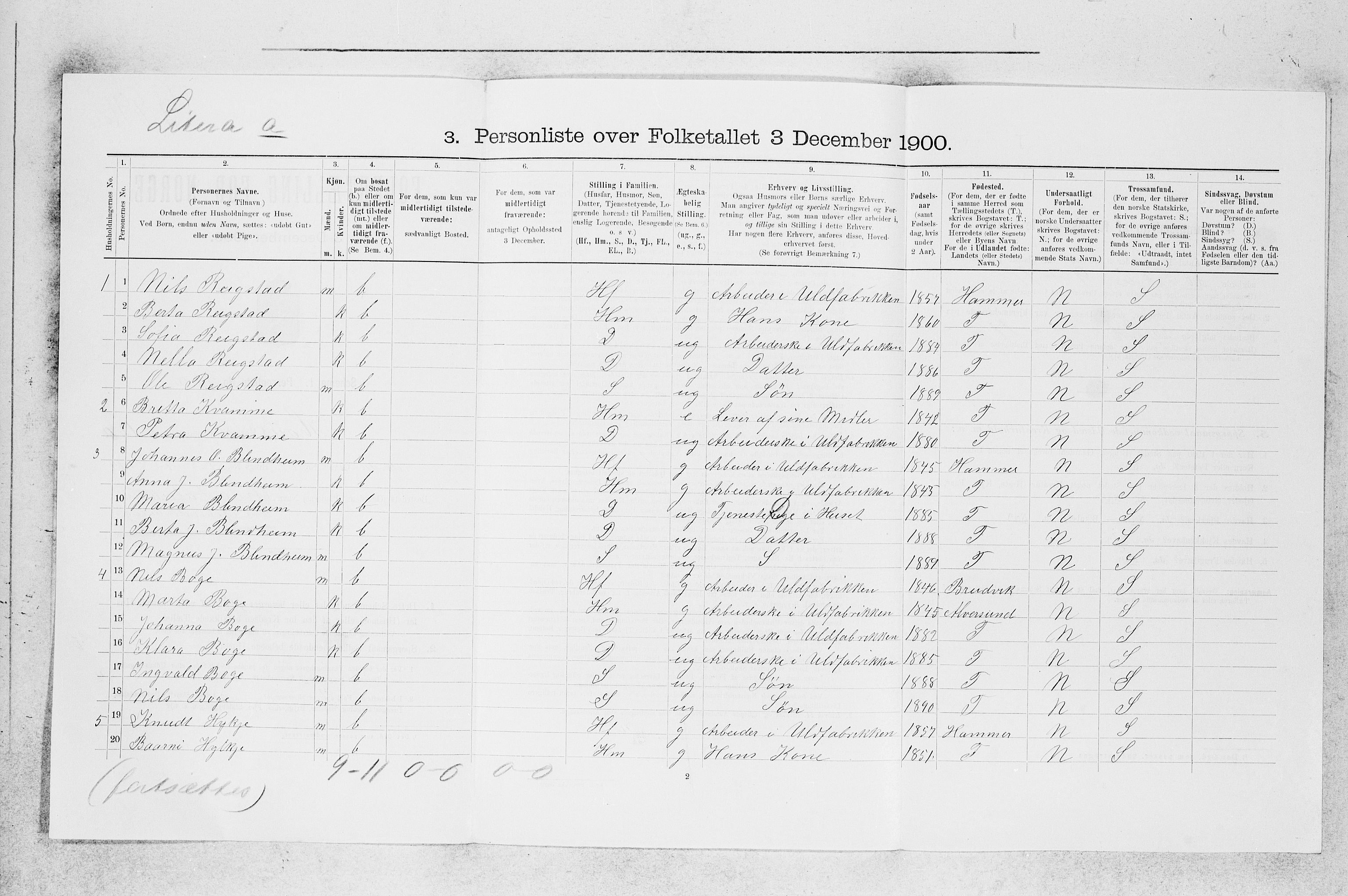 SAB, 1900 census for Haus, 1900, p. 1340