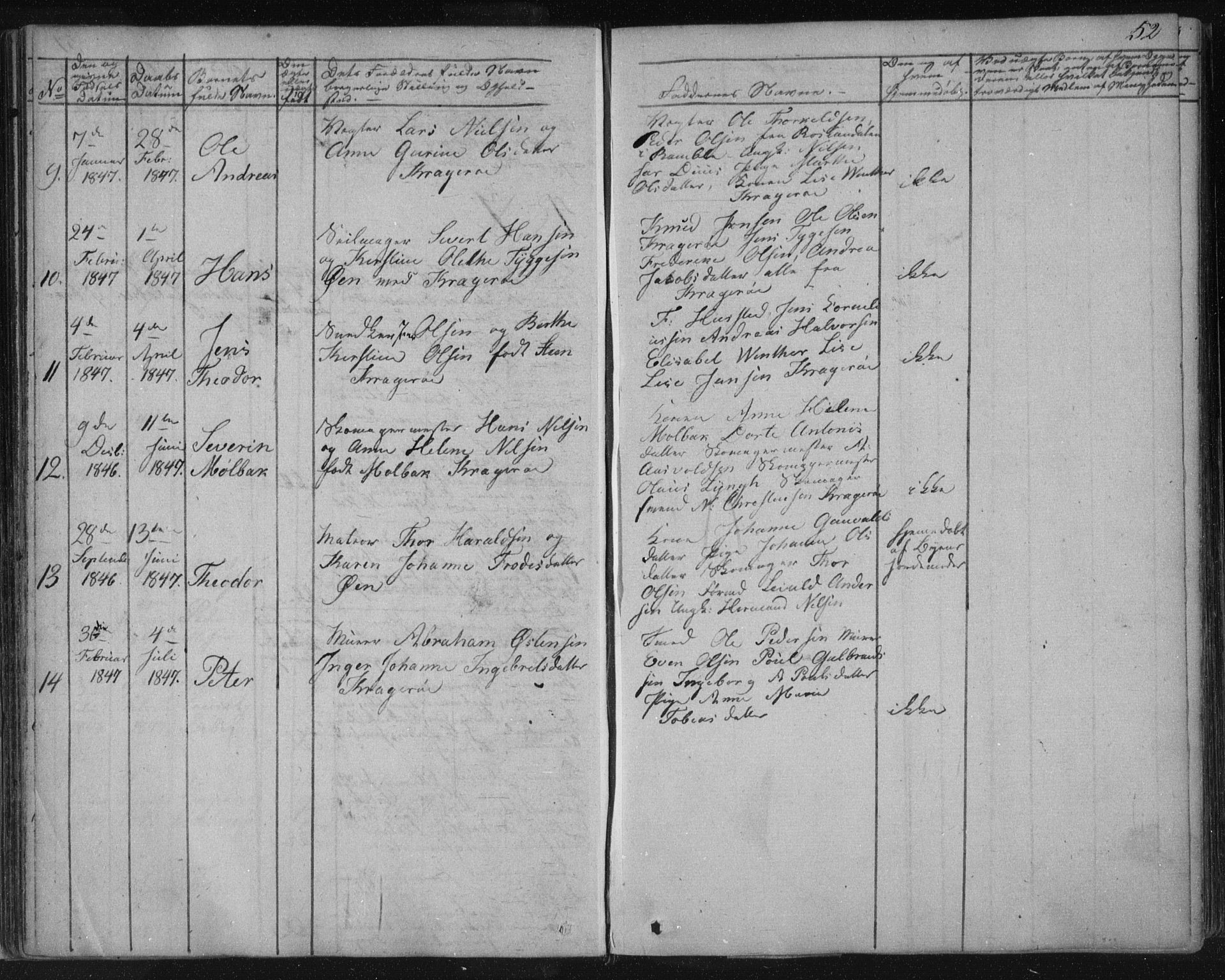 Kragerø kirkebøker, SAKO/A-278/F/Fa/L0005: Parish register (official) no. 5, 1832-1847, p. 52