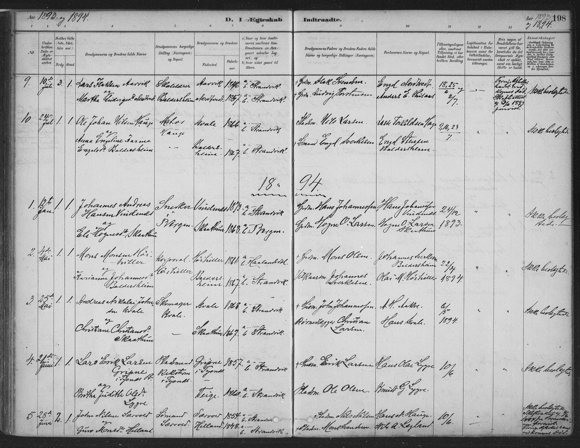 Fusa sokneprestembete, SAB/A-75401/H/Haa: Parish register (official) no. D 1, 1880-1938, p. 198
