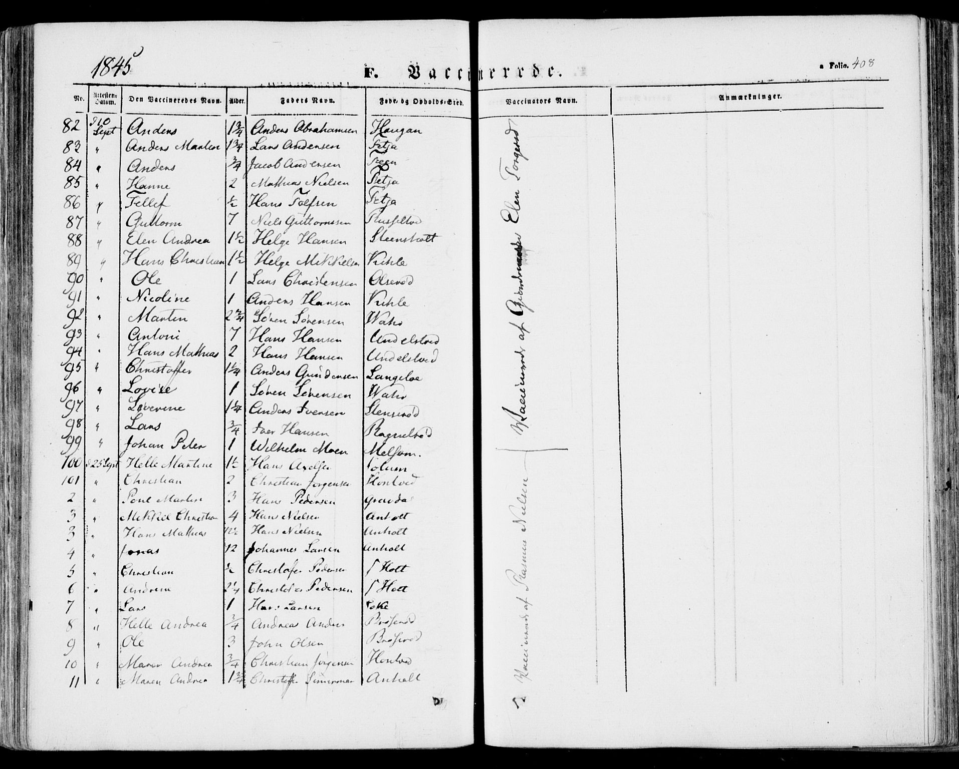 Stokke kirkebøker, AV/SAKO-A-320/F/Fa/L0007: Parish register (official) no. I 7, 1844-1857, p. 408