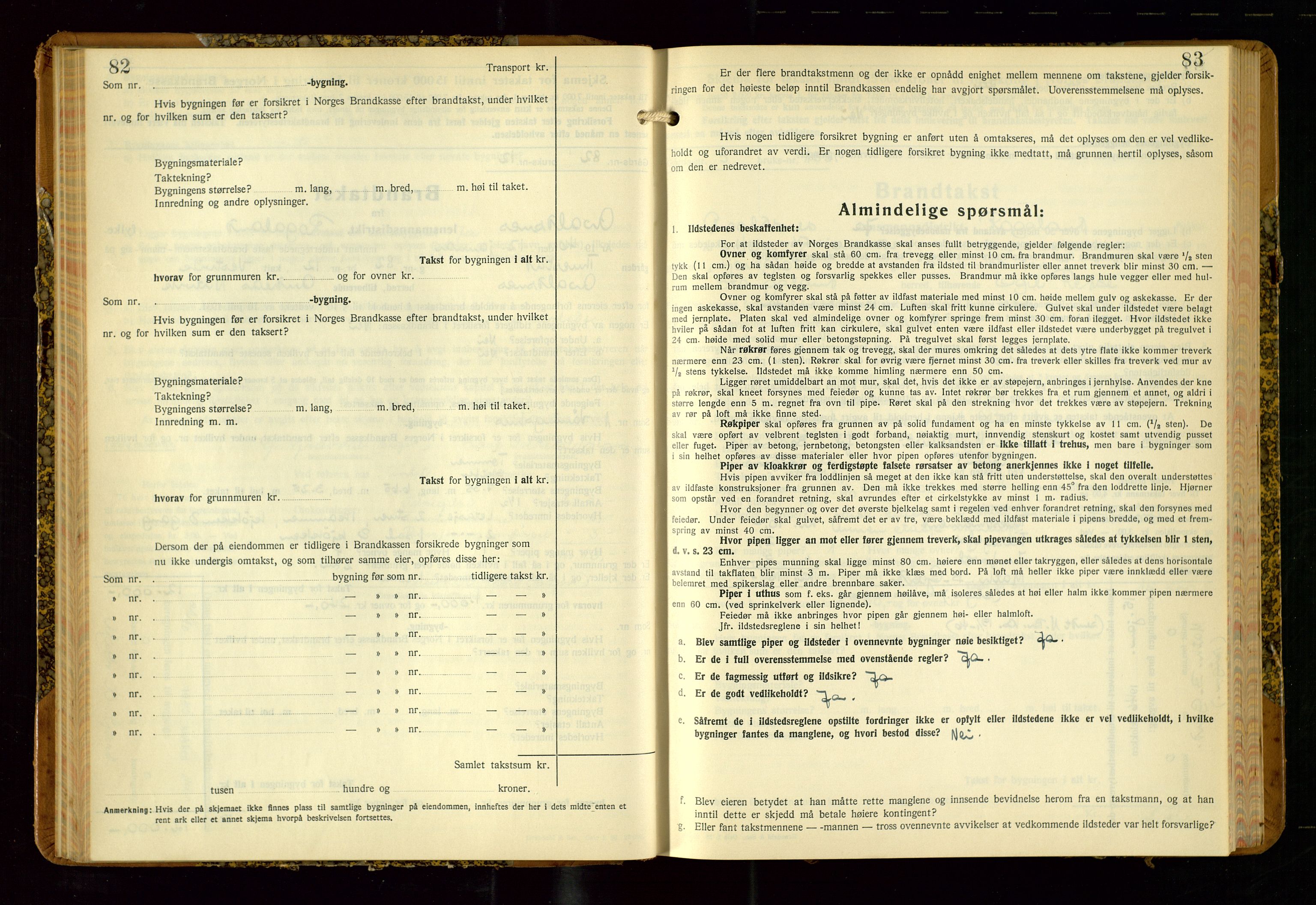 Avaldsnes lensmannskontor, SAST/A-100286/Gob/L0002: "Branntakstprotokoll for Avaldsnes lensmannsdistrikt Rogaland fylke", 1940-1950, p. 82-83