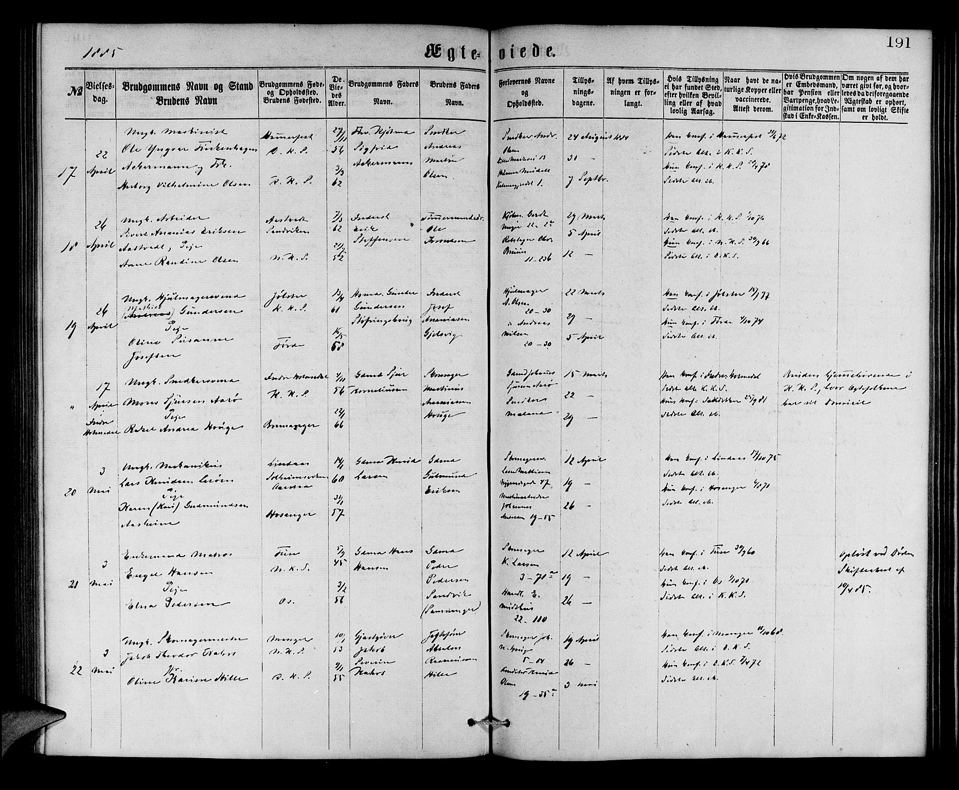 Korskirken sokneprestembete, AV/SAB-A-76101/H/Hab: Parish register (copy) no. D 2, 1867-1886, p. 192