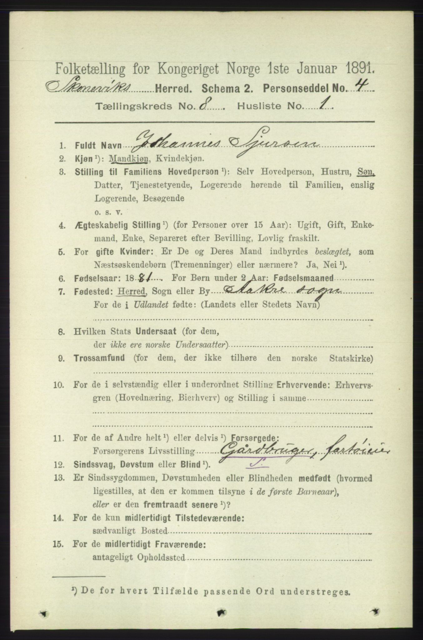 RA, 1891 census for 1212 Skånevik, 1891, p. 2183