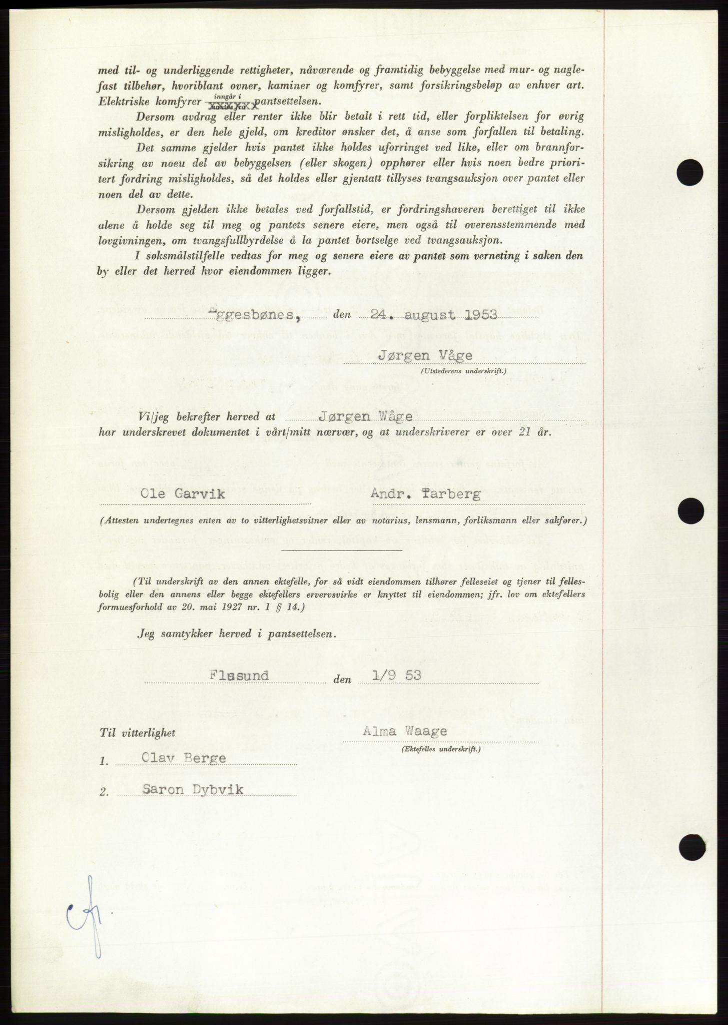 Søre Sunnmøre sorenskriveri, SAT/A-4122/1/2/2C/L0123: Mortgage book no. 11B, 1953-1953, Diary no: : 2146/1953
