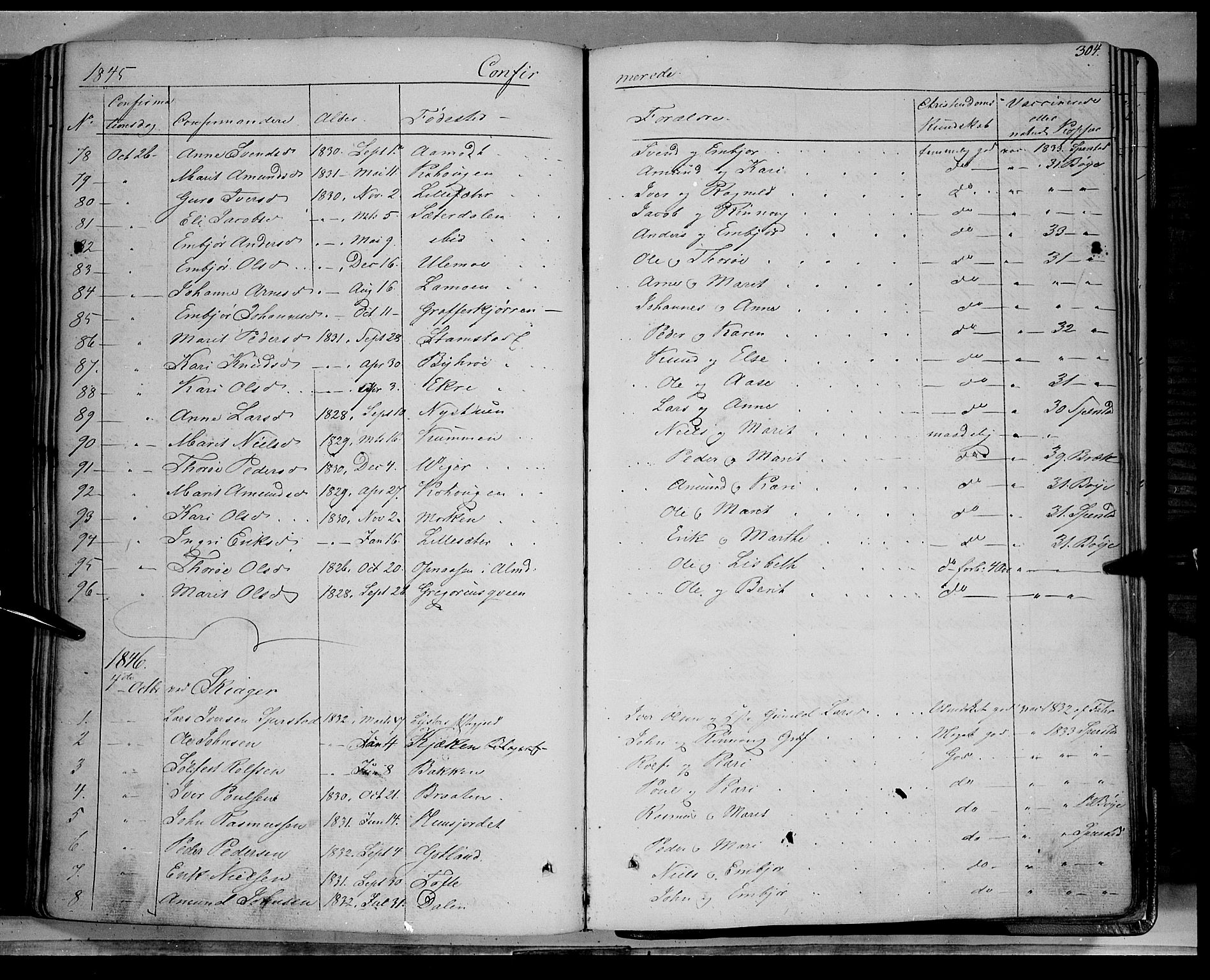 Lom prestekontor, SAH/PREST-070/K/L0006: Parish register (official) no. 6A, 1837-1863, p. 304