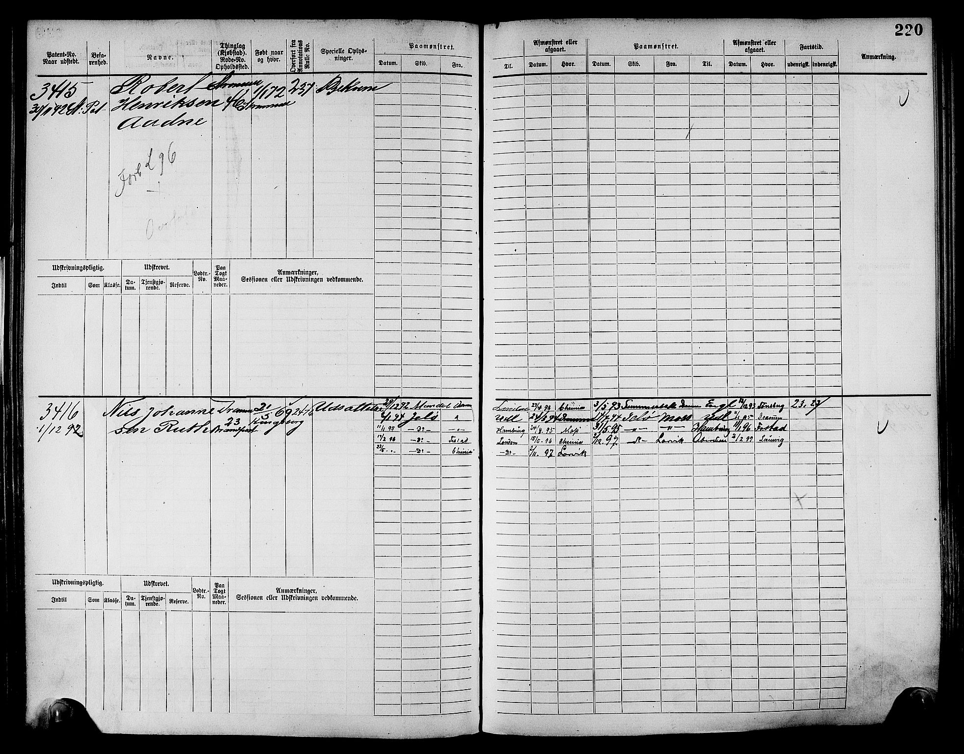 Drammen innrulleringsdistrikt, AV/SAKO-A-781/F/Fc/L0004: Hovedrulle, 1885, p. 226