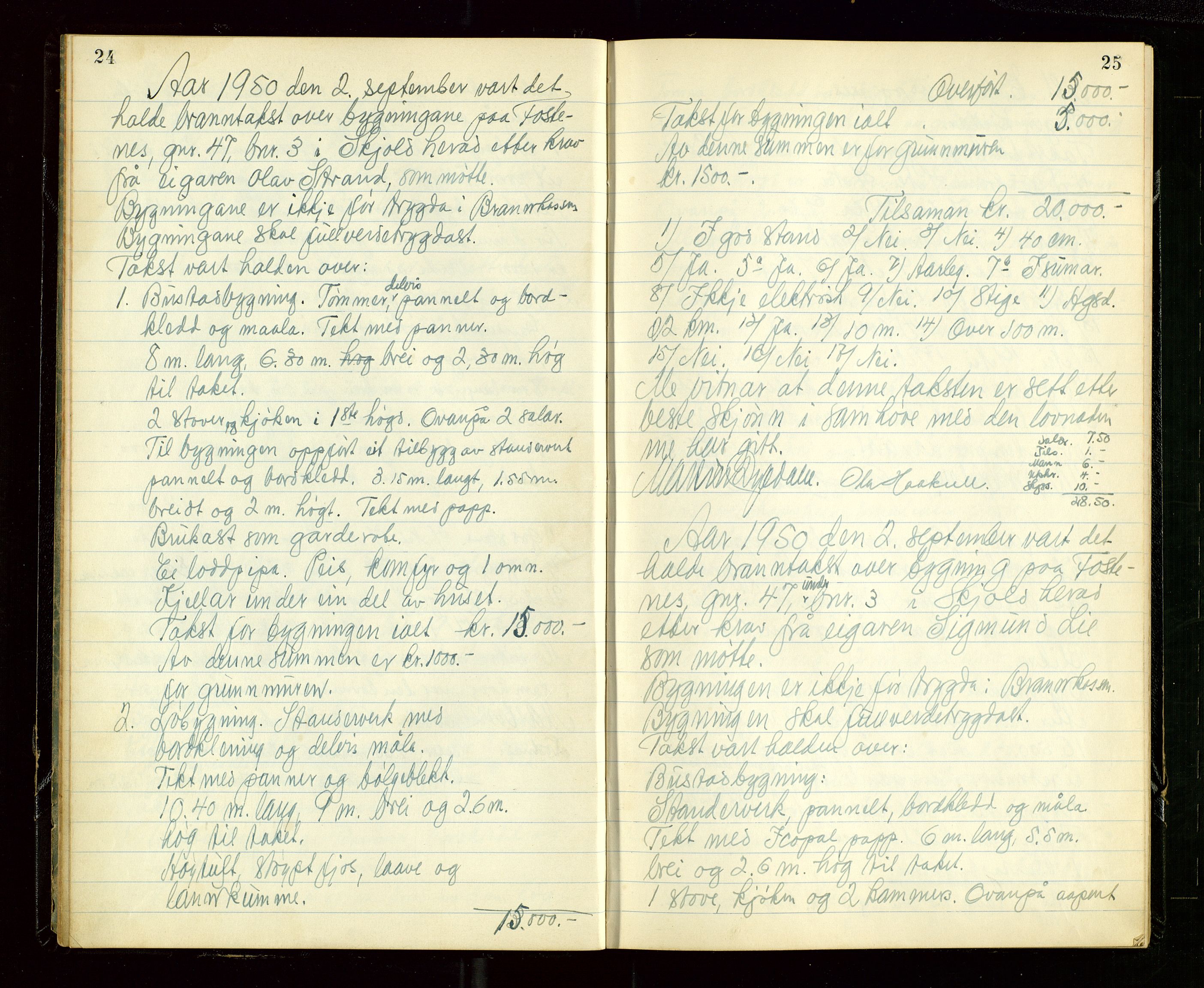 Skjold lensmannskontor, AV/SAST-A-100182/Goa/L0003: "Branntakstprotokoll for Skjold lensmannsdistrikt", 1949-1953, p. 24-25