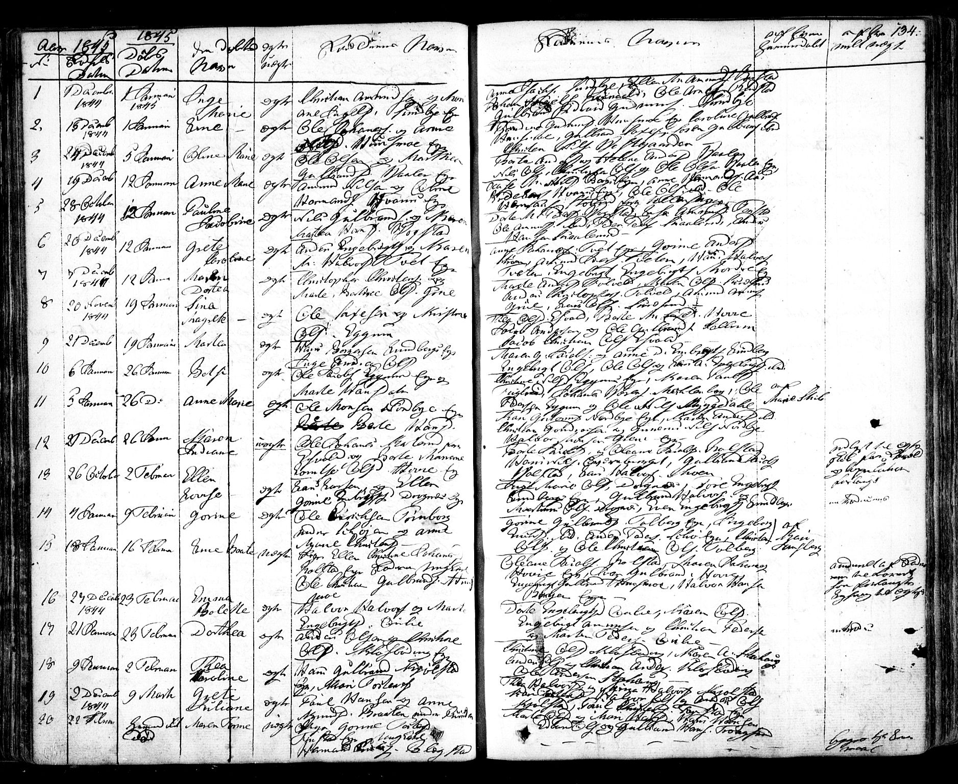 Nes prestekontor Kirkebøker, AV/SAO-A-10410/F/Fa/L0006: Parish register (official) no. I 6, 1833-1845, p. 134