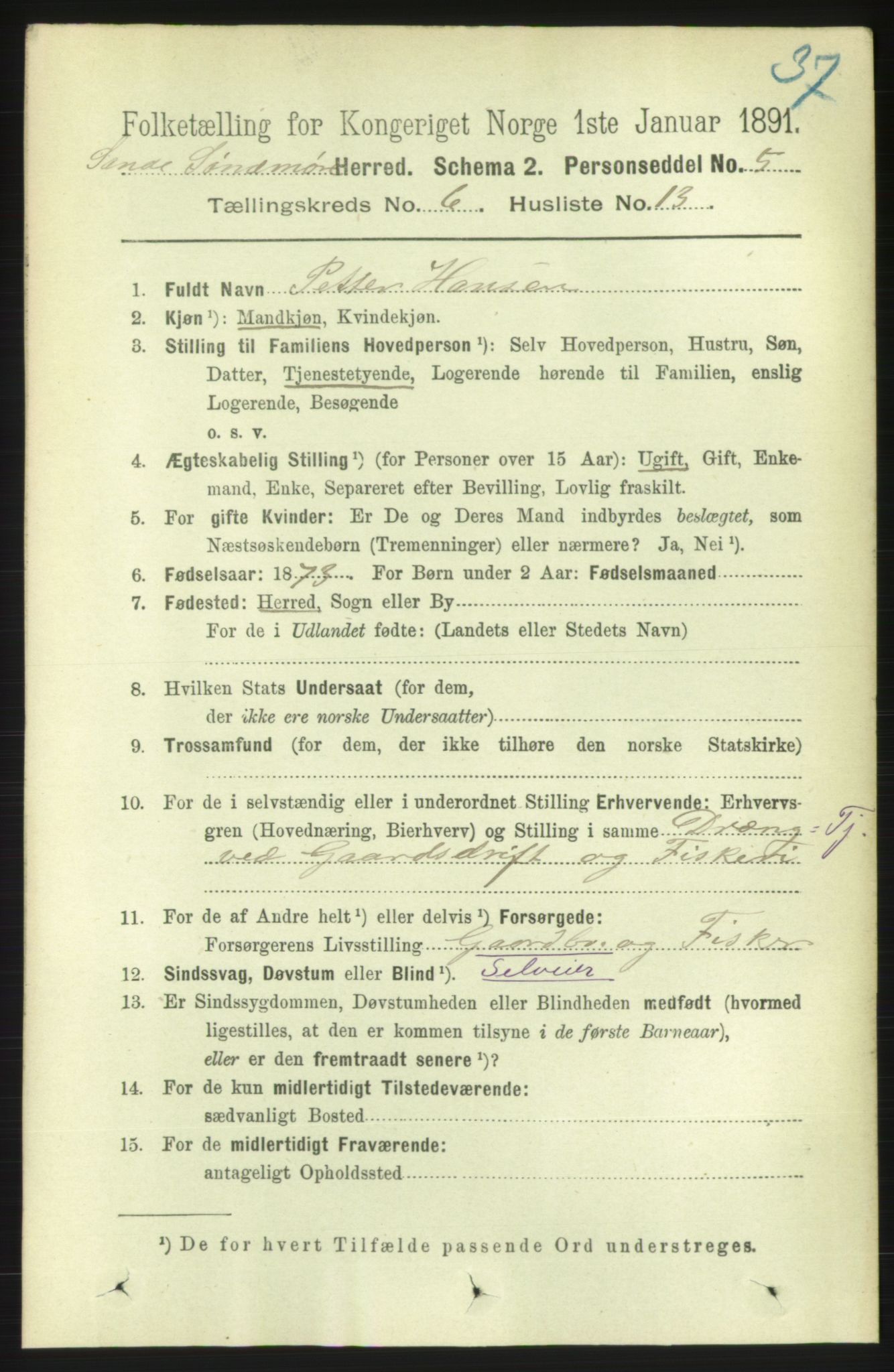 RA, 1891 census for 1514 Sande, 1891, p. 1120