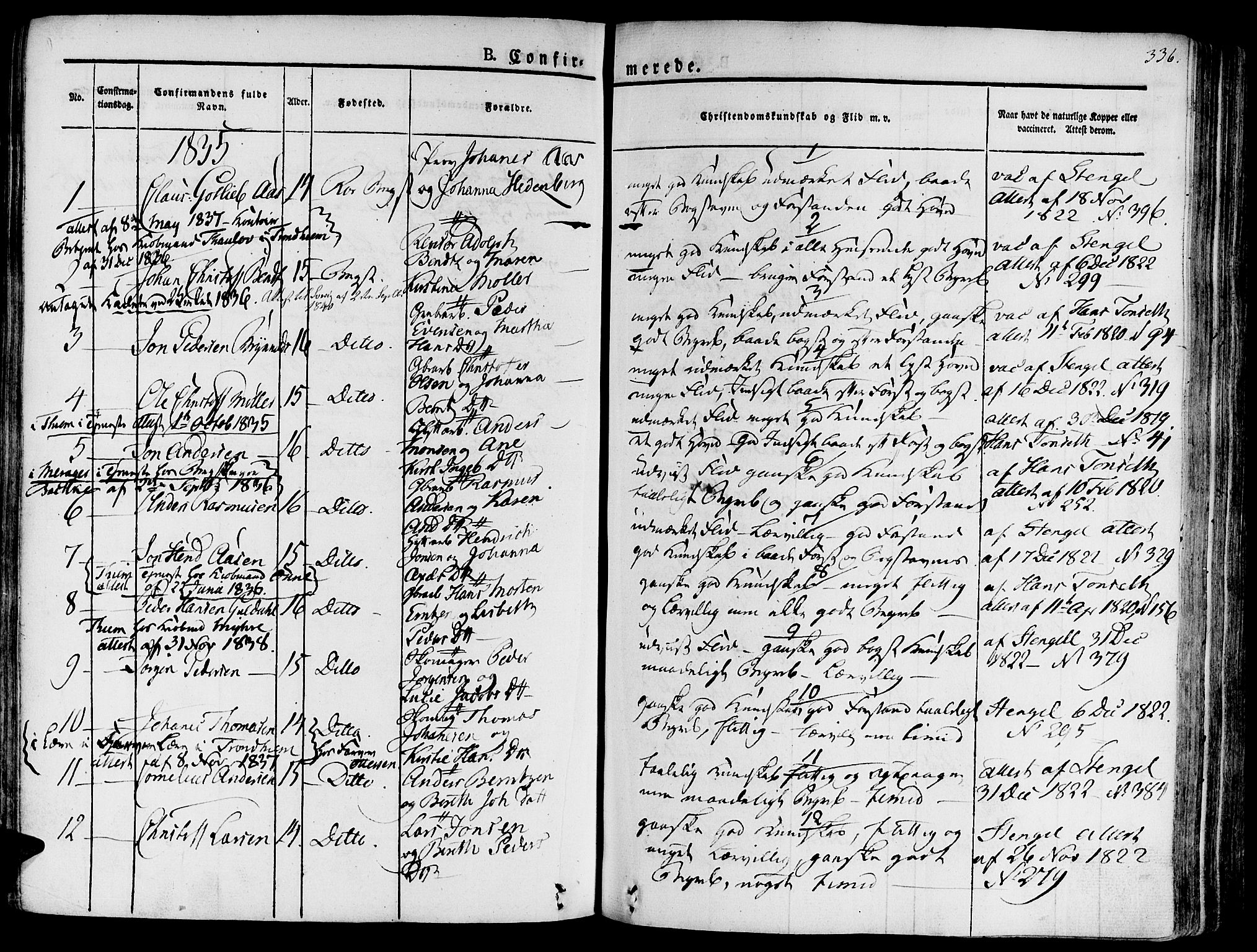 Ministerialprotokoller, klokkerbøker og fødselsregistre - Sør-Trøndelag, SAT/A-1456/681/L0930: Parish register (official) no. 681A08, 1829-1844, p. 336