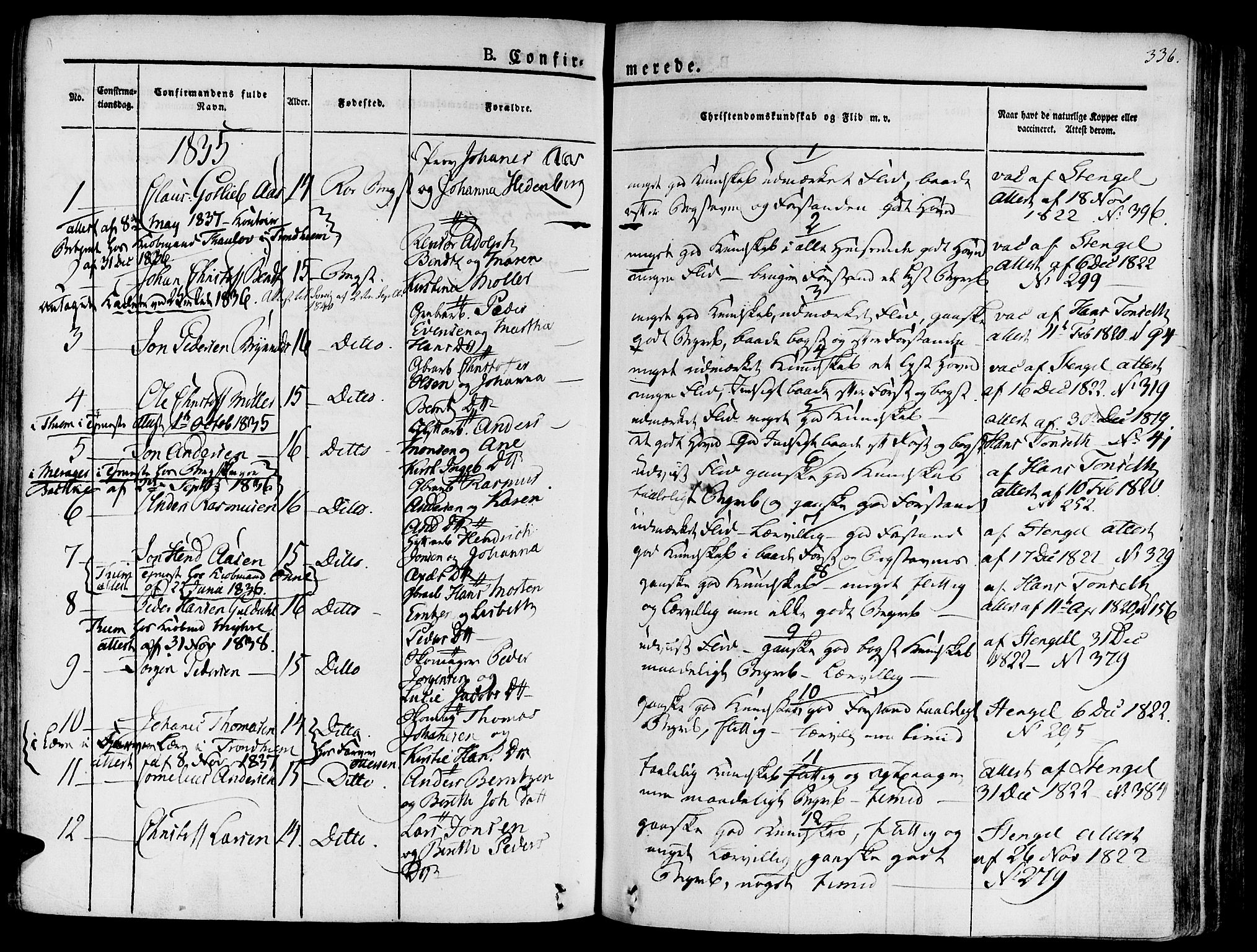 Ministerialprotokoller, klokkerbøker og fødselsregistre - Sør-Trøndelag, AV/SAT-A-1456/681/L0930: Parish register (official) no. 681A08, 1829-1844, p. 336