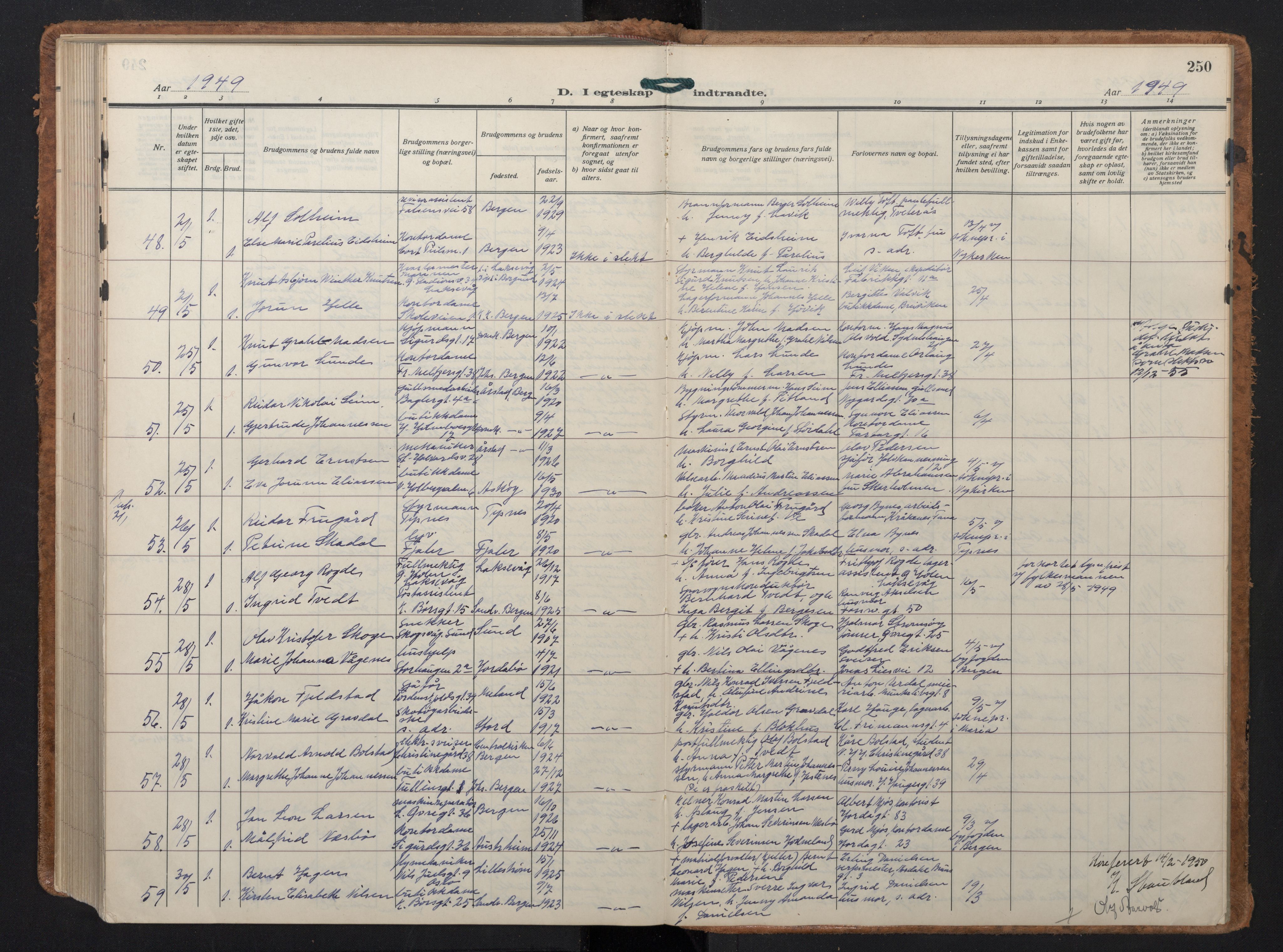 Johanneskirken sokneprestembete, AV/SAB-A-76001/H/Hab: Parish register (copy) no. C 3, 1929-1949, p. 249b-250a