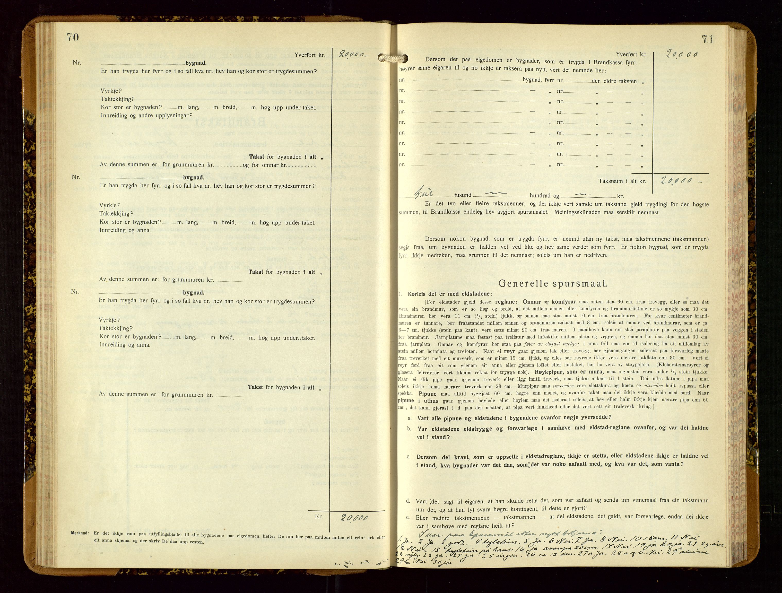 Suldal lensmannskontor, AV/SAST-A-100419/Gob/L0003: Branntakstprotokoll, 1924-1955, p. 70-71