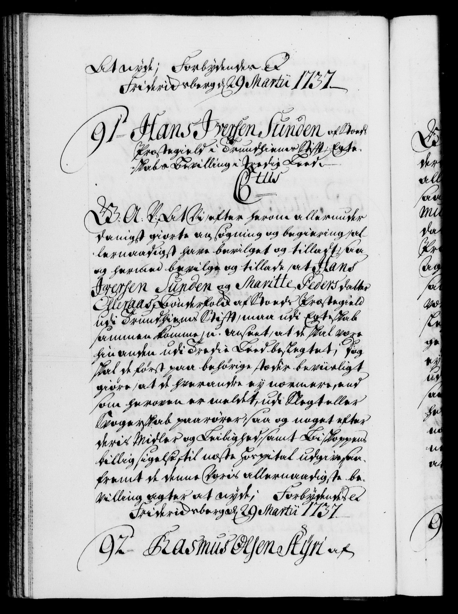 Danske Kanselli 1572-1799, AV/RA-EA-3023/F/Fc/Fca/Fcaa/L0030: Norske registre, 1737-1738, p. 58b