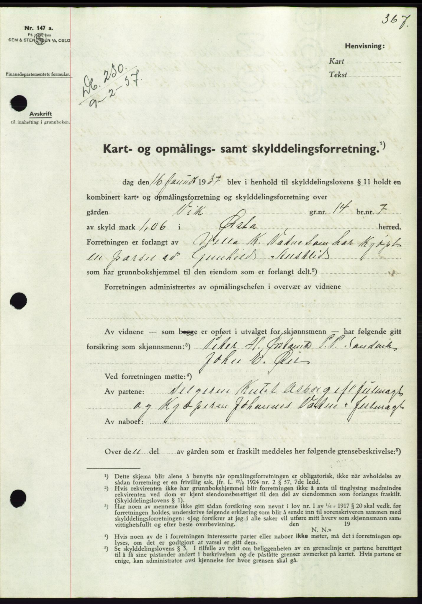 Søre Sunnmøre sorenskriveri, AV/SAT-A-4122/1/2/2C/L0062: Mortgage book no. 56, 1936-1937, Diary no: : 230/1937