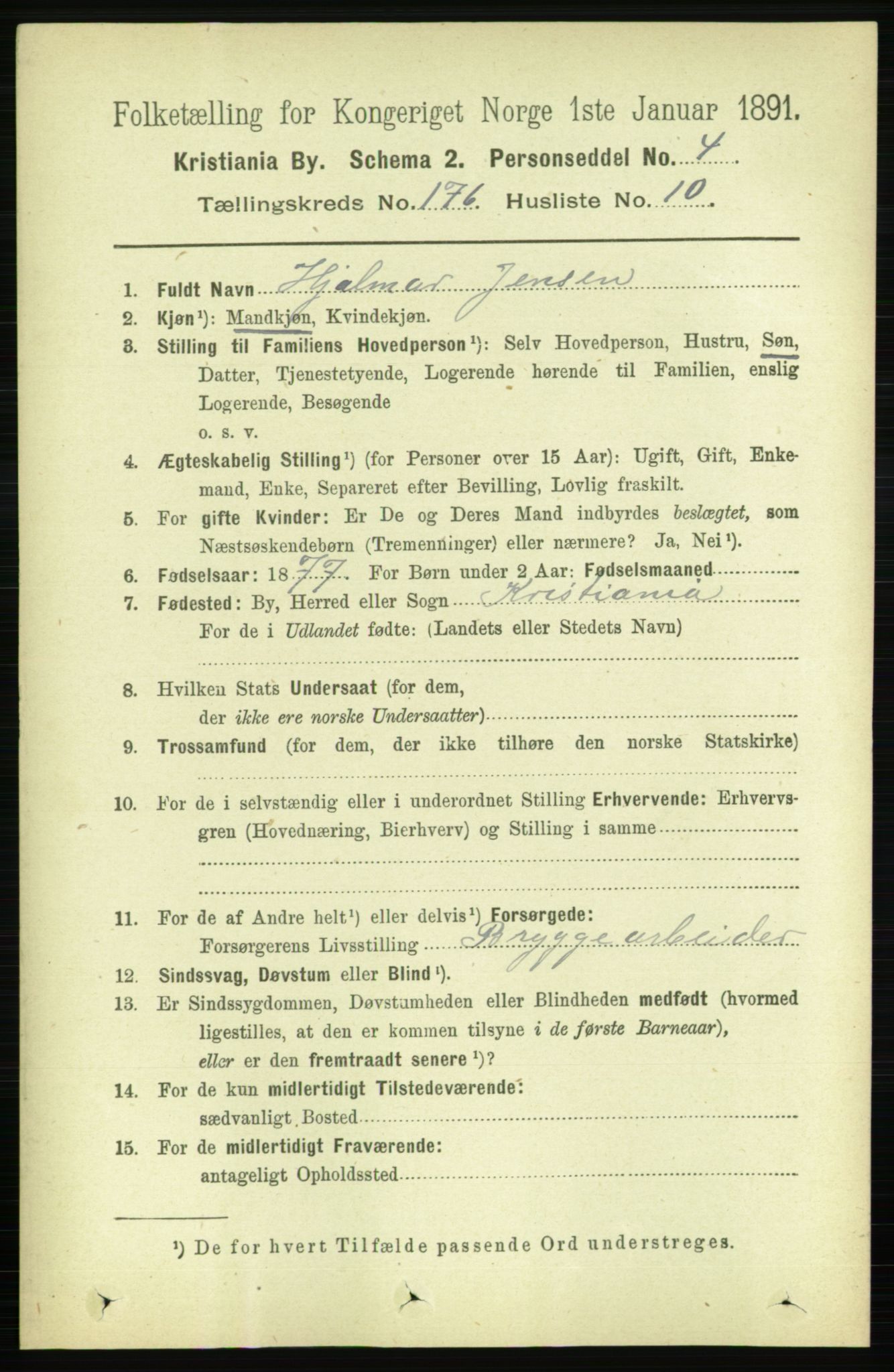 RA, 1891 census for 0301 Kristiania, 1891, p. 105910