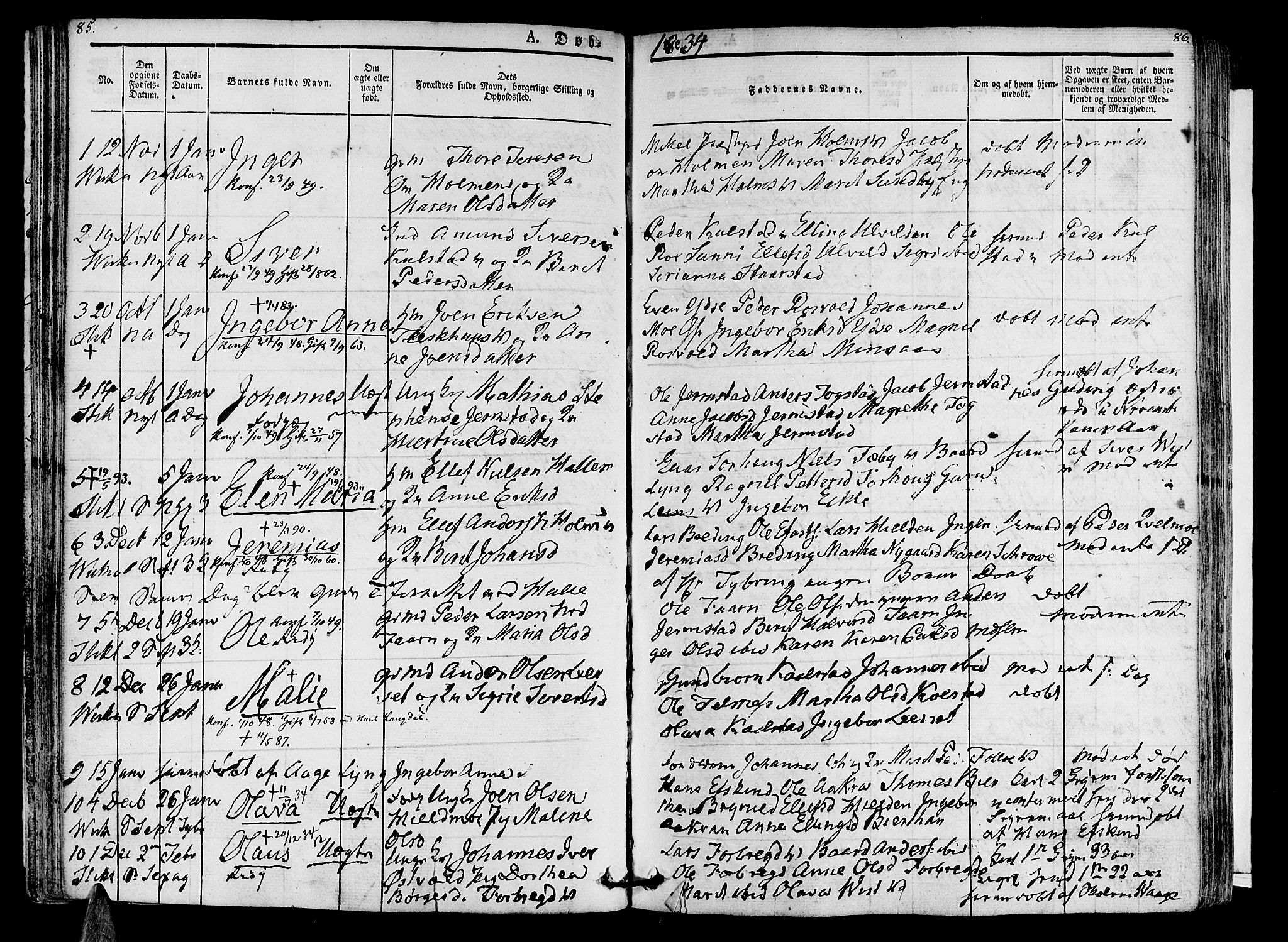 Ministerialprotokoller, klokkerbøker og fødselsregistre - Nord-Trøndelag, SAT/A-1458/723/L0238: Parish register (official) no. 723A07, 1831-1840, p. 85-86