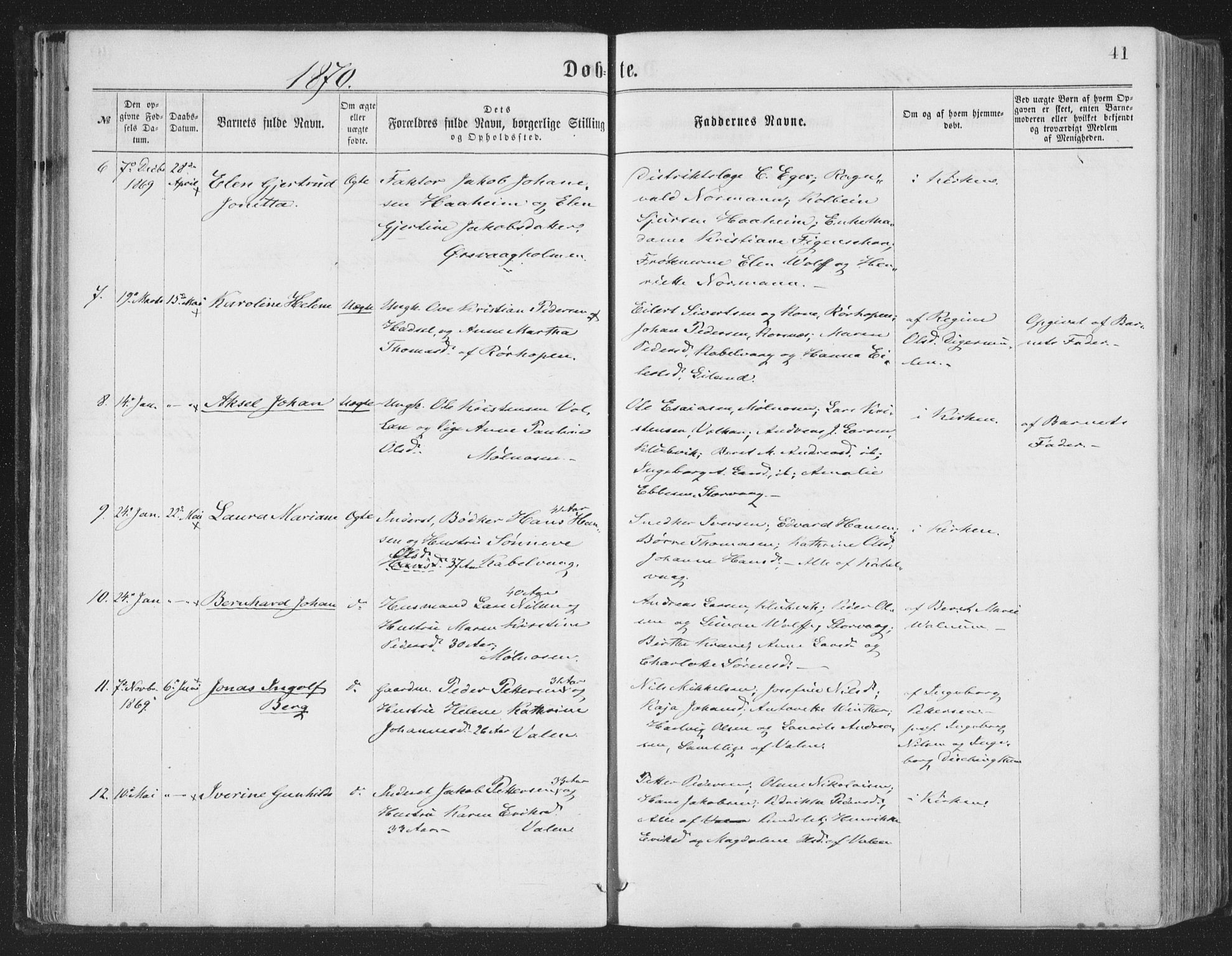 Ministerialprotokoller, klokkerbøker og fødselsregistre - Nordland, AV/SAT-A-1459/874/L1057: Parish register (official) no. 874A01, 1866-1877, p. 41