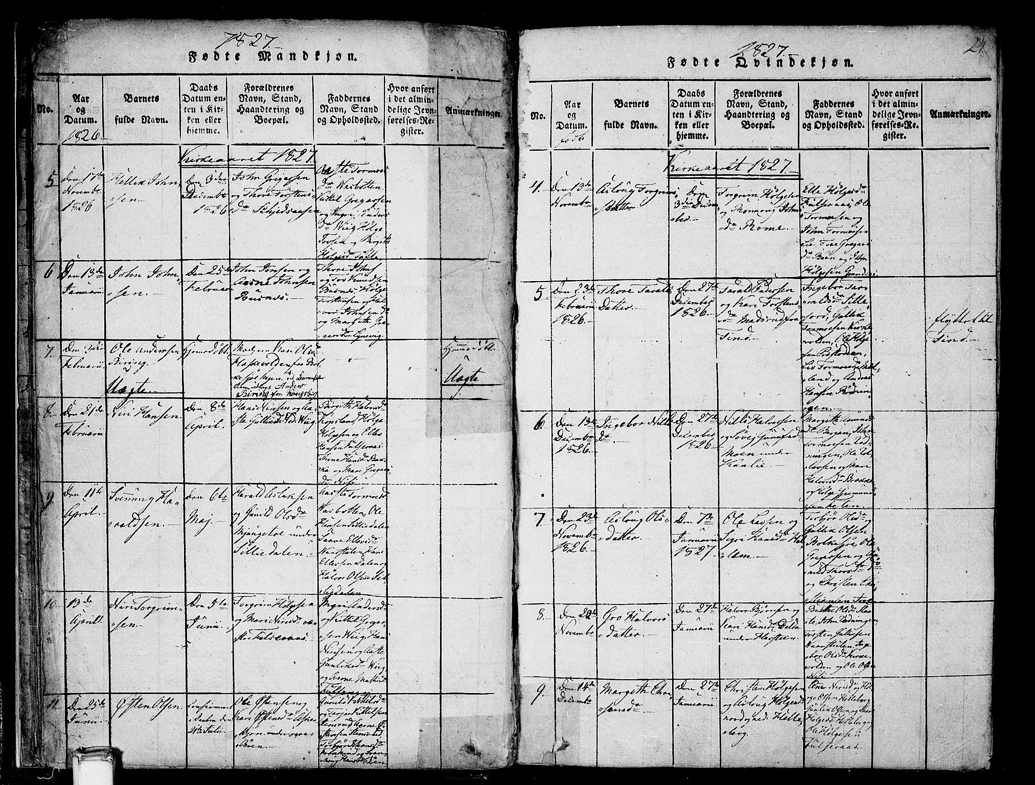 Gransherad kirkebøker, SAKO/A-267/F/Fa/L0001: Parish register (official) no. I 1, 1815-1843, p. 24